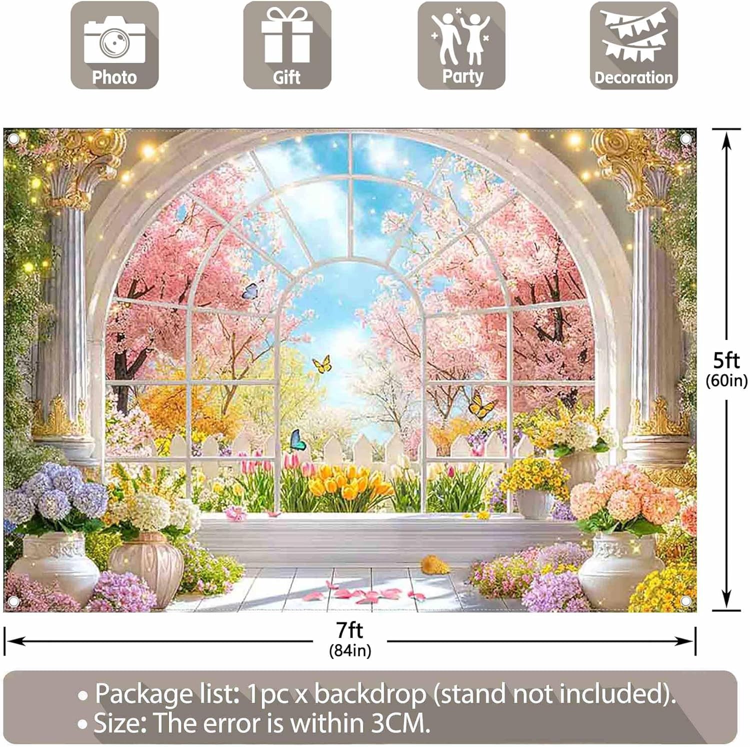 Thumbnail 2 de Luminora 7x5ft Spring Romantic Garden Window Scene Backdrop