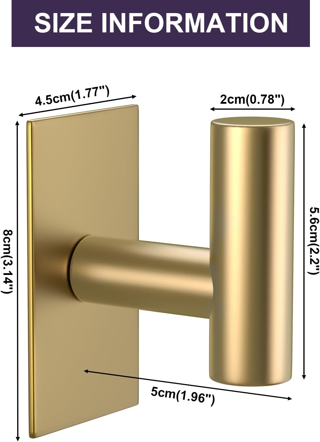 Thumbnail 5 de VAEHOLD 065 Wall Towel Hooks, Gold Stainless Steel, Adhesive, 4-Pack