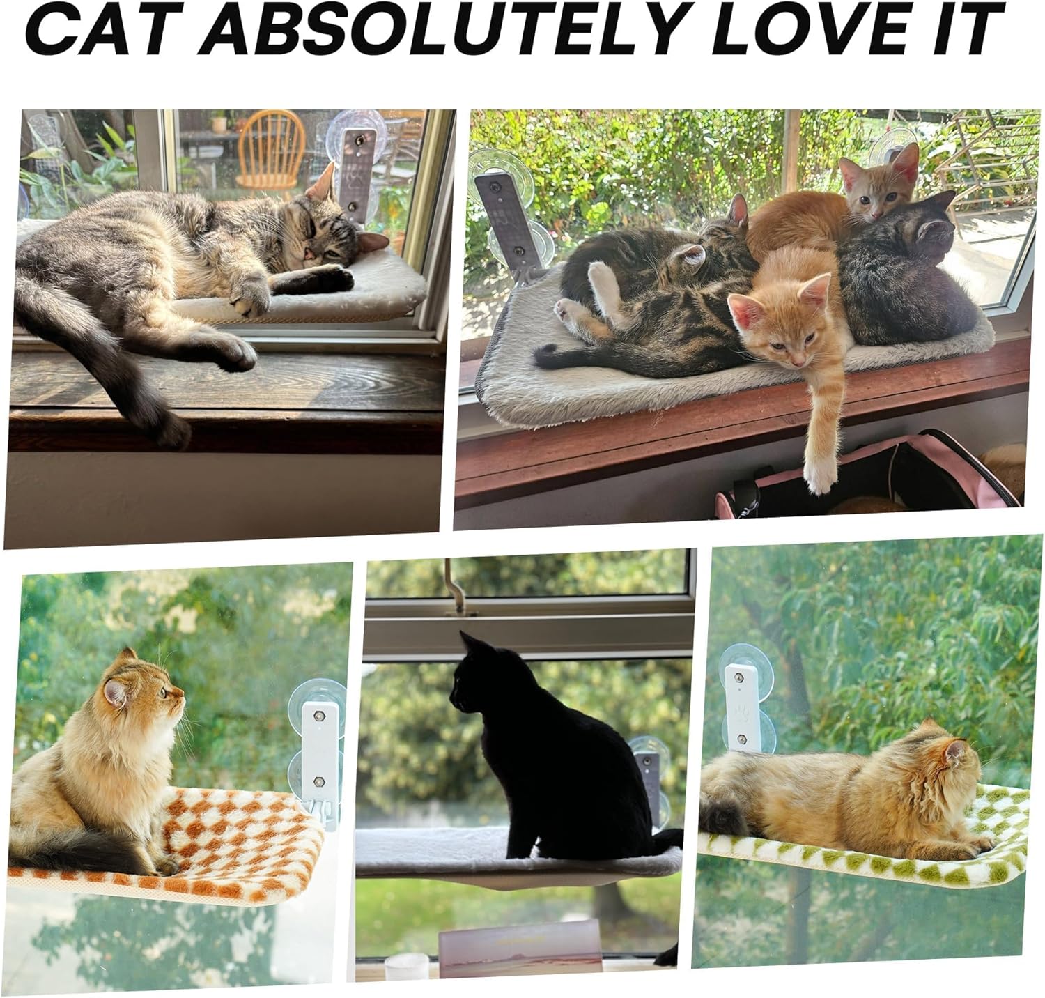 Detalle de Cat Window Hammock Bed foldable window perch (54x30cm) with suction cups up to 18kg