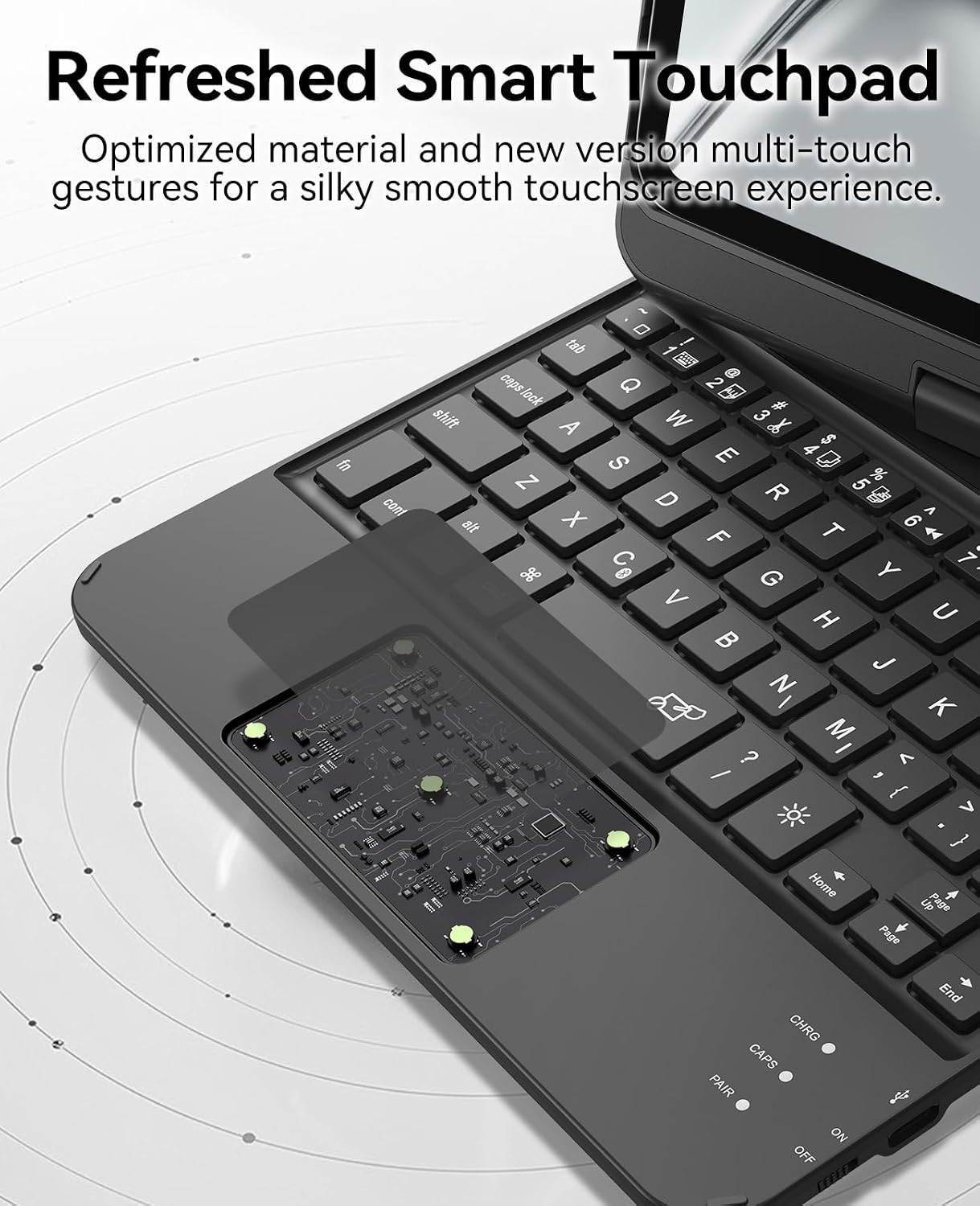 Detalle de GreenLaw Keyboard Case for iPad mini 7 (A17 Pro, 2024) & iPad mini 6 (2021) with 360° Rotate Trackpad Keyboard, 7-Color Backlit (Black)