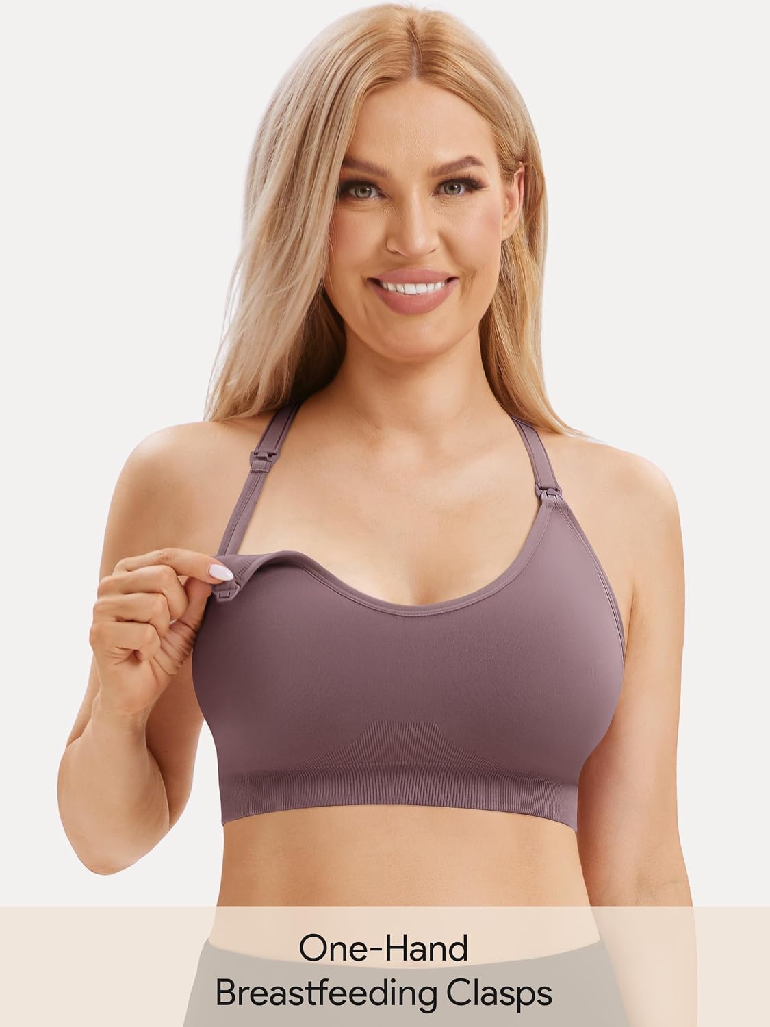 Detalle de HBselect Sport Schwangerschafts Still BH – nahtloser BH für Schwangerschaft, Stillen und Schlaf ohne Bügel
