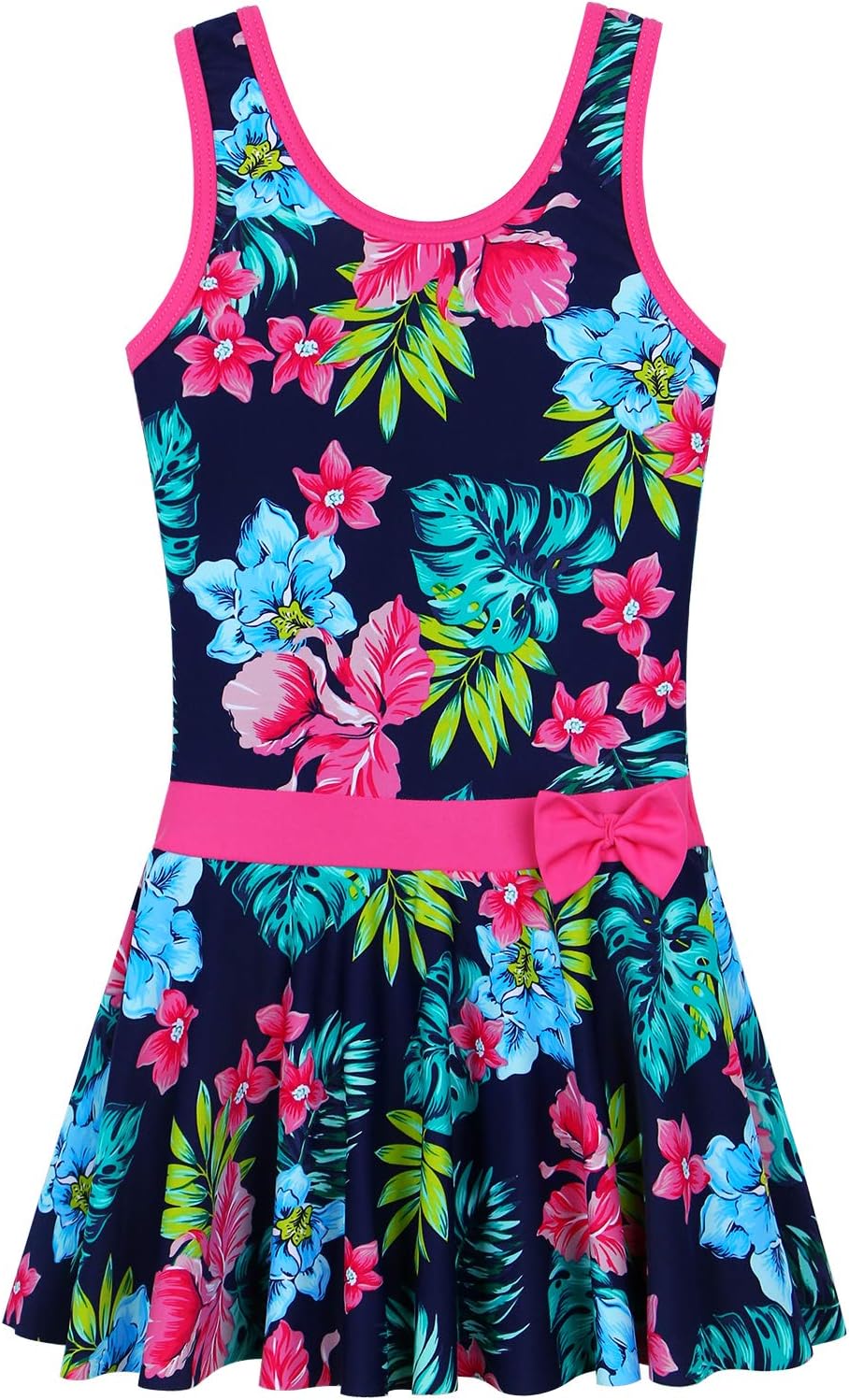 Detalle de ZNYUNE Girls' One-Piece Skirted Swimsuit – Quick-Dry, Soft, Easy to Dress