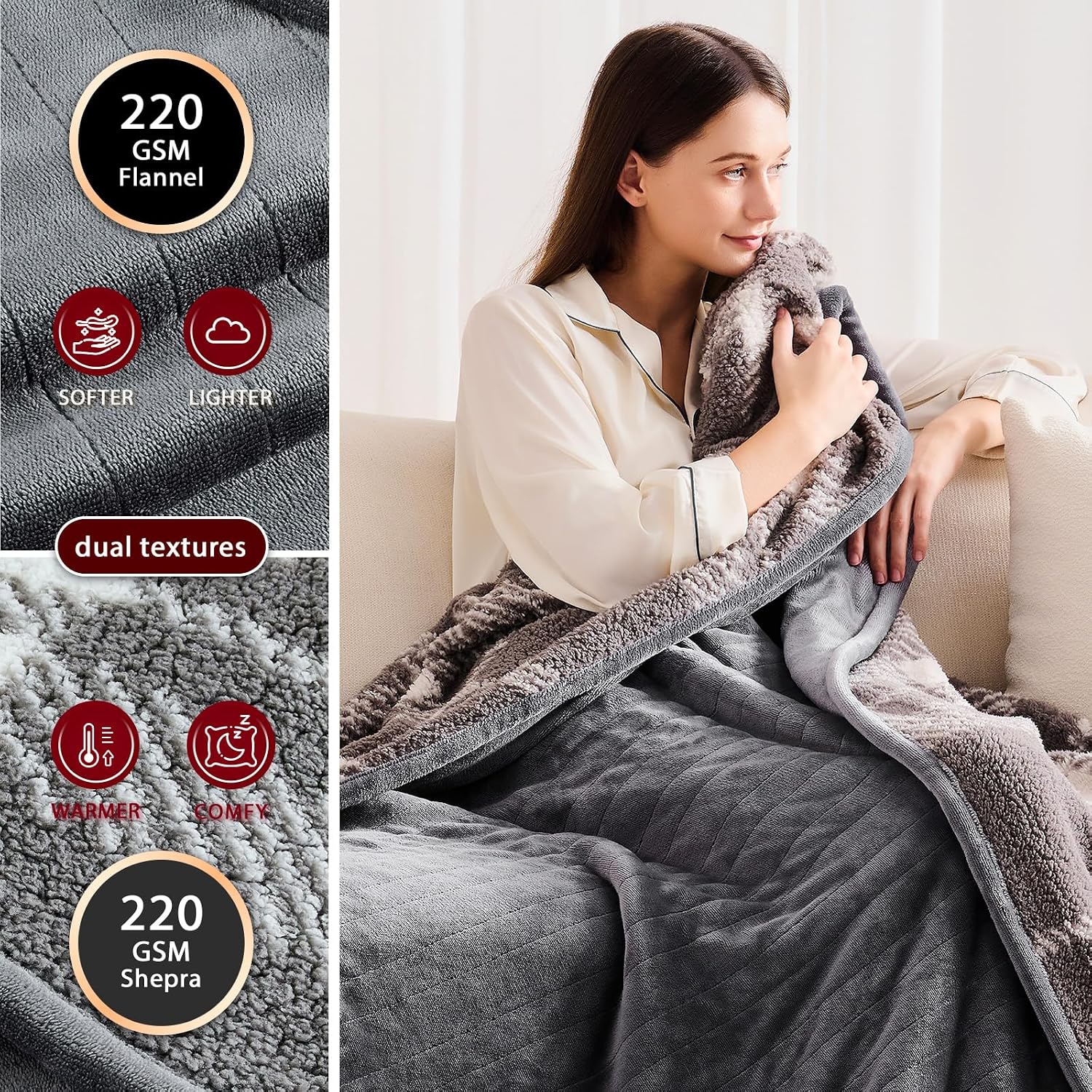 Detalle de JKMAX Heated Electric Blanket 72x84