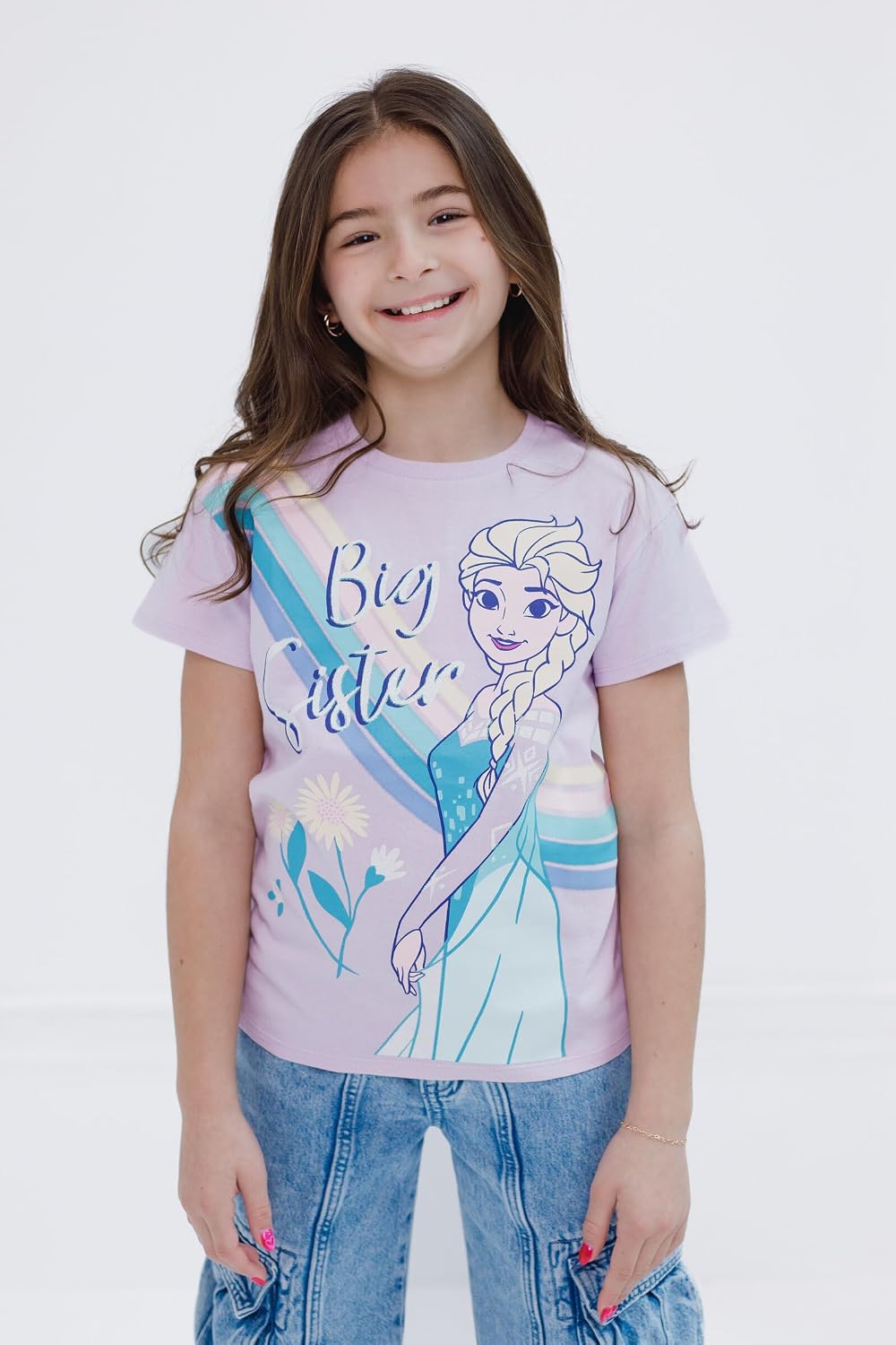 Detalle de Disney P-B4T1263MM Elsa Short-Sleeve Graphic T-Shirt for Girls, Glitter Design