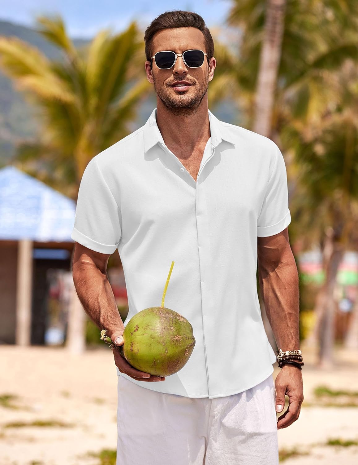 Thumbnail 1 de COOFANDY Linen Button Down Shirt