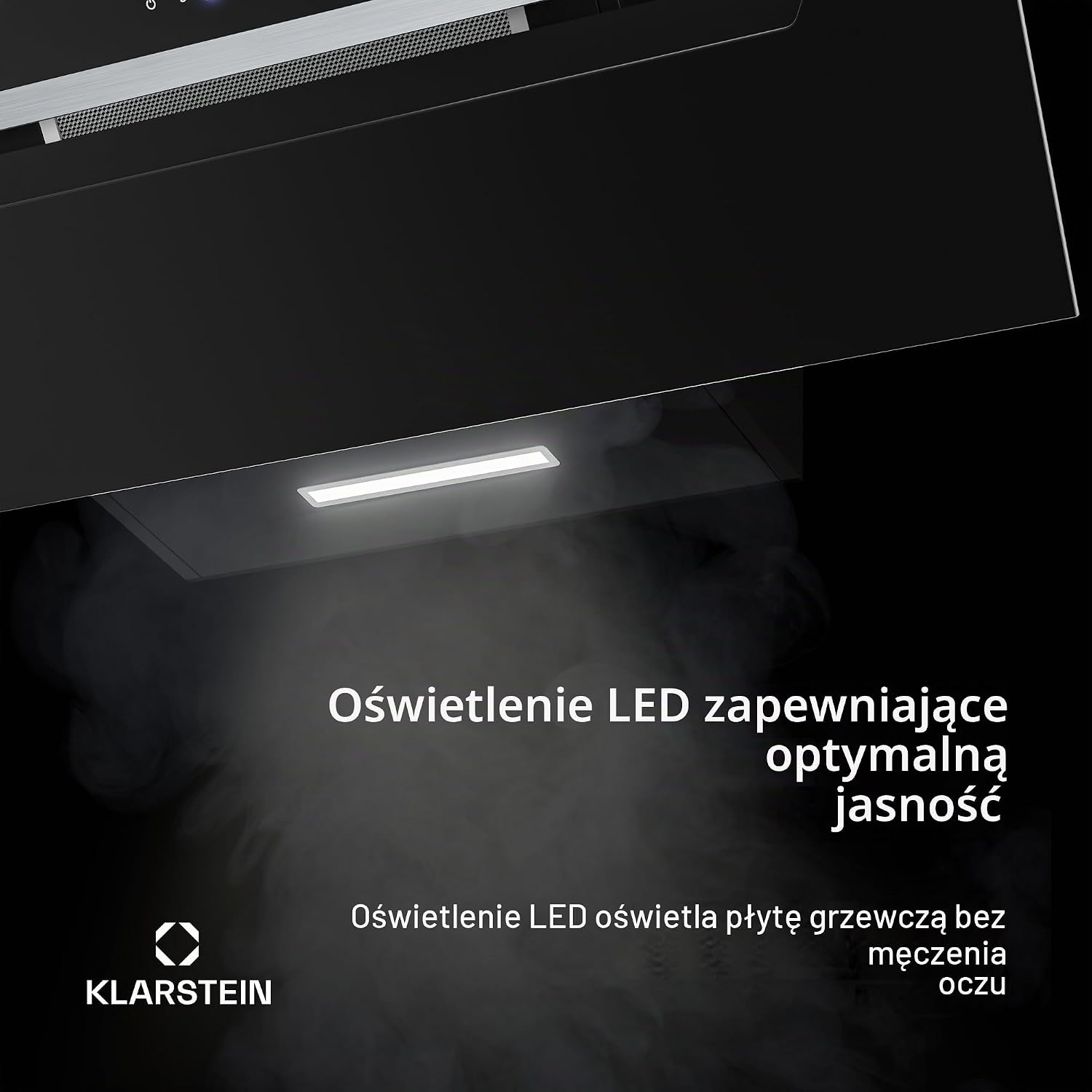 Detalle de Klarstein 10045553 BigBite – skośny okap 90 cm, Boost 417 m³/h, LED