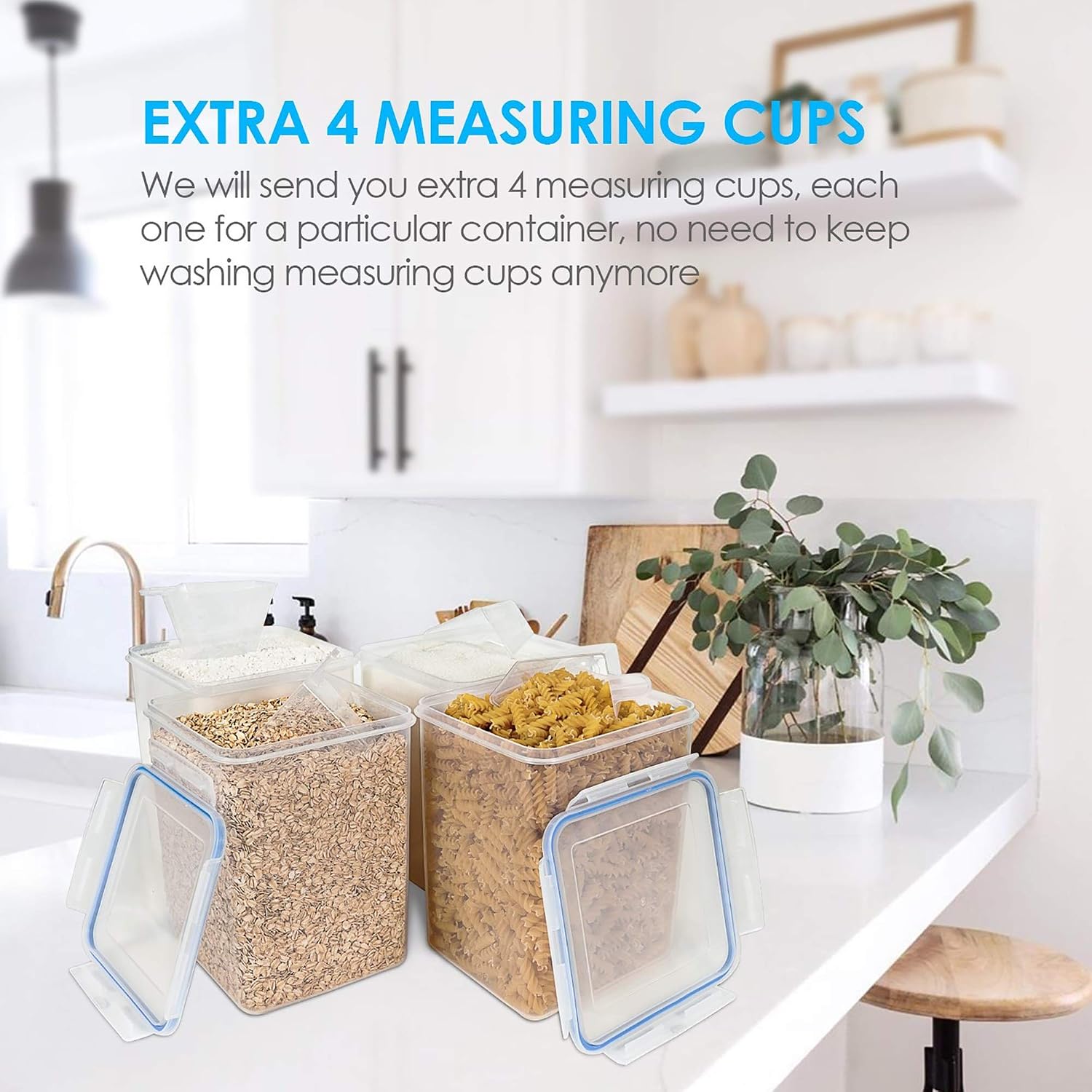Detalle 2 de Vtopmart 5.2L Flour and Sugar Storage Containers, 4-Pack, Blue, Airtight