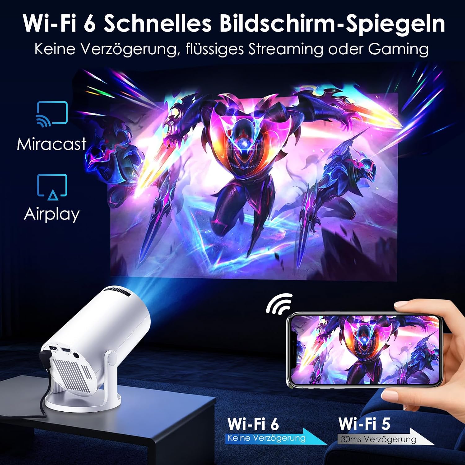 Detalle 2 de WOLFANG Mini Beamer 1080P đź“˝