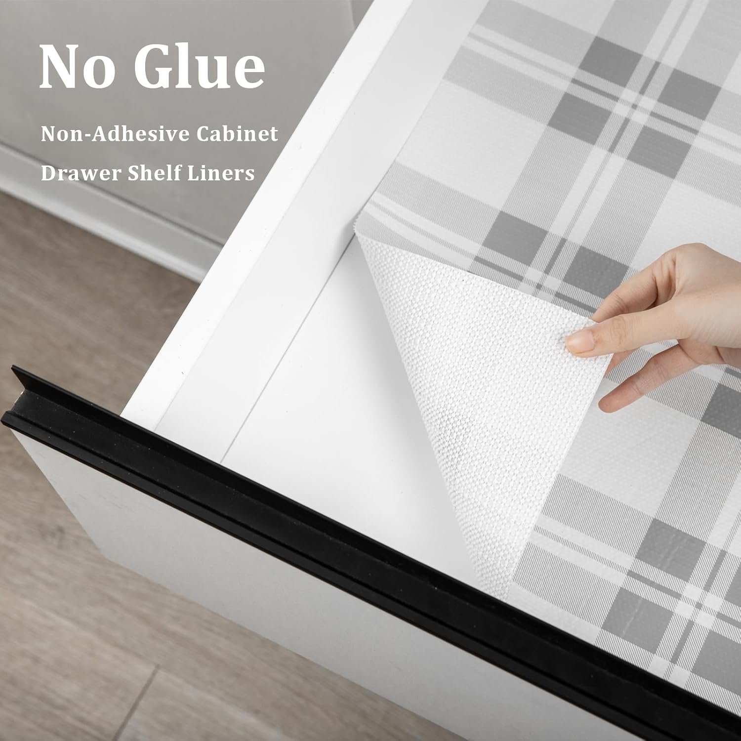 Detalle de Drawer Shelf Liner for Kitchen Cabinets (Grey, 12 in x 10 ft)