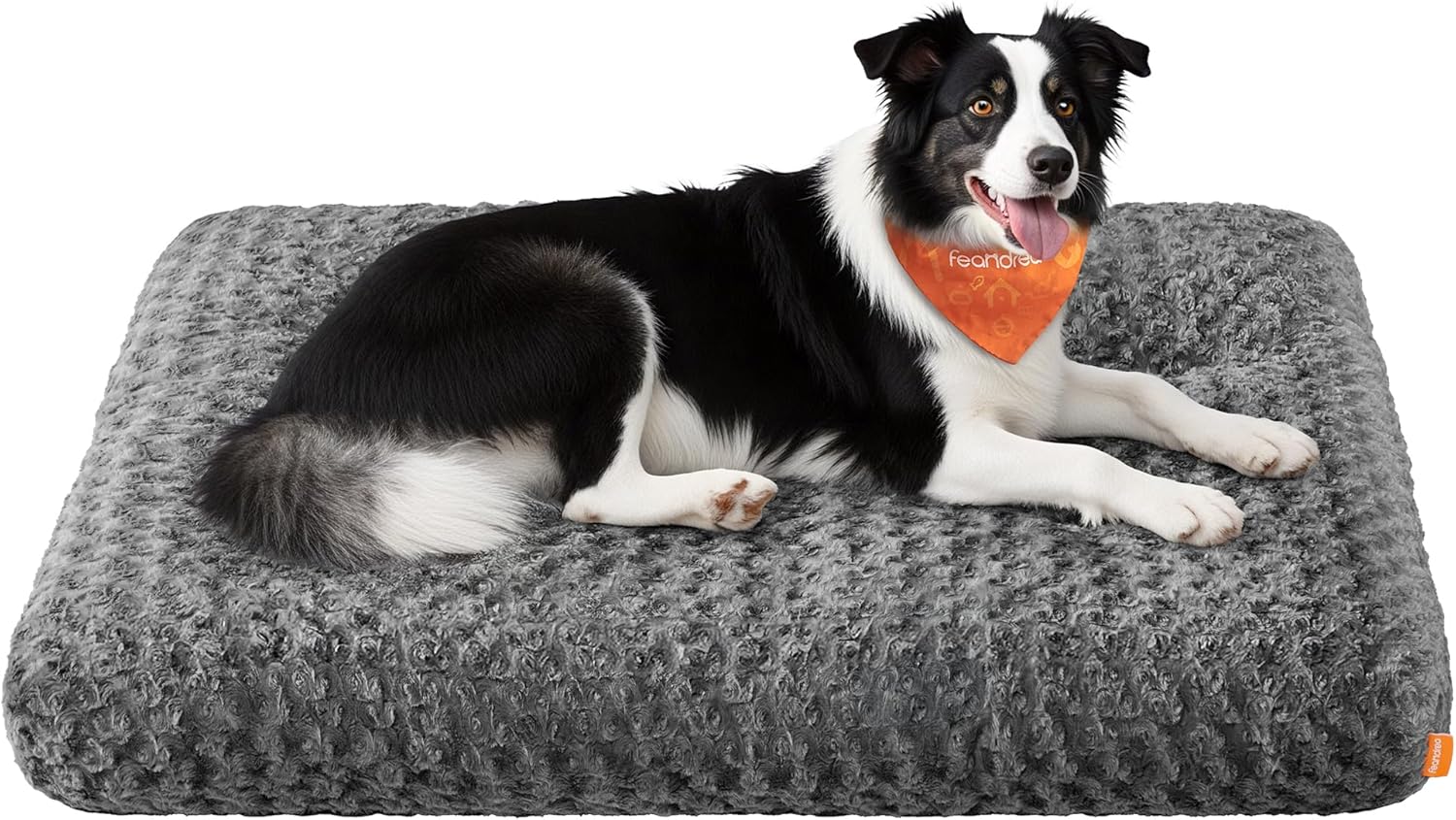 Detalle de Feandrea Cuccia per Cani XL 110 x 73 cm: letto a cuscino in peluche grigio ardesia con imbottitura soffice