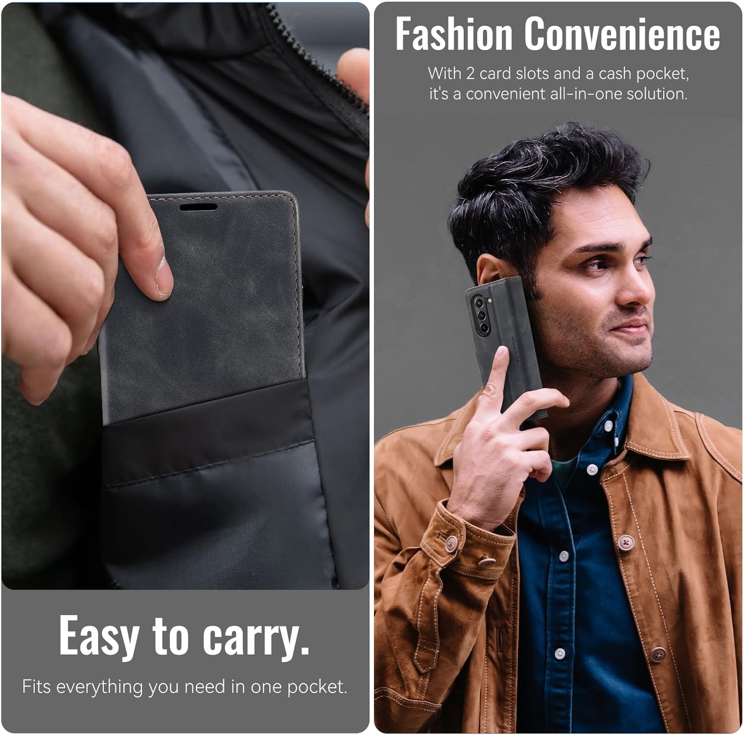 Thumbnail 3 de Lanranwa Handyhülle für Samsung Galaxy Z Fold 5 – Klapp-Flip Case aus PU-Leder mit Kartenfächern, Standfunktion und Magnetverschluss