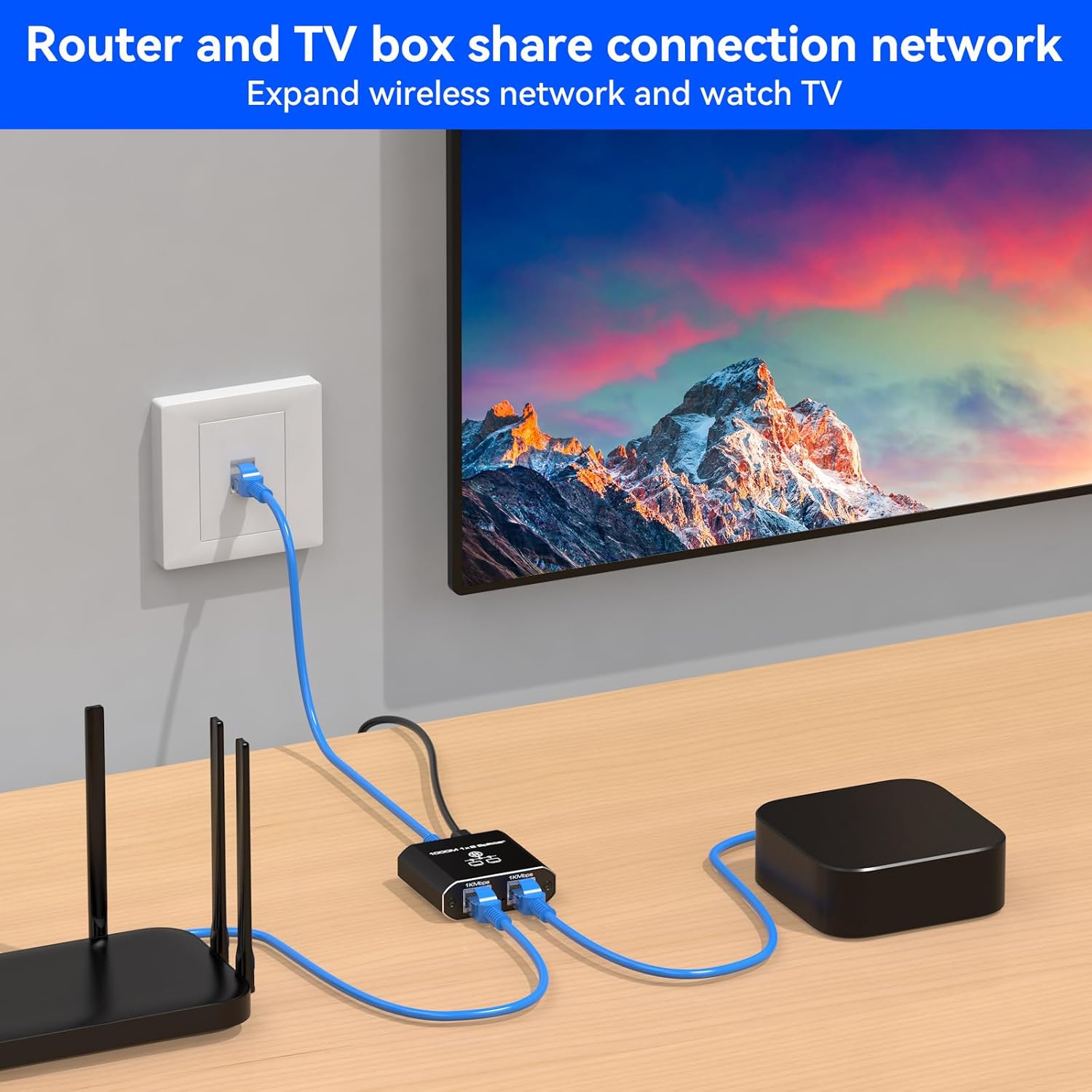 Thumbnail 4 de VEDINDUST LAN Splitter 1 auf 2 (2-Port) Gigabit Ethernet Switch mit Type-C-Netzkabel
