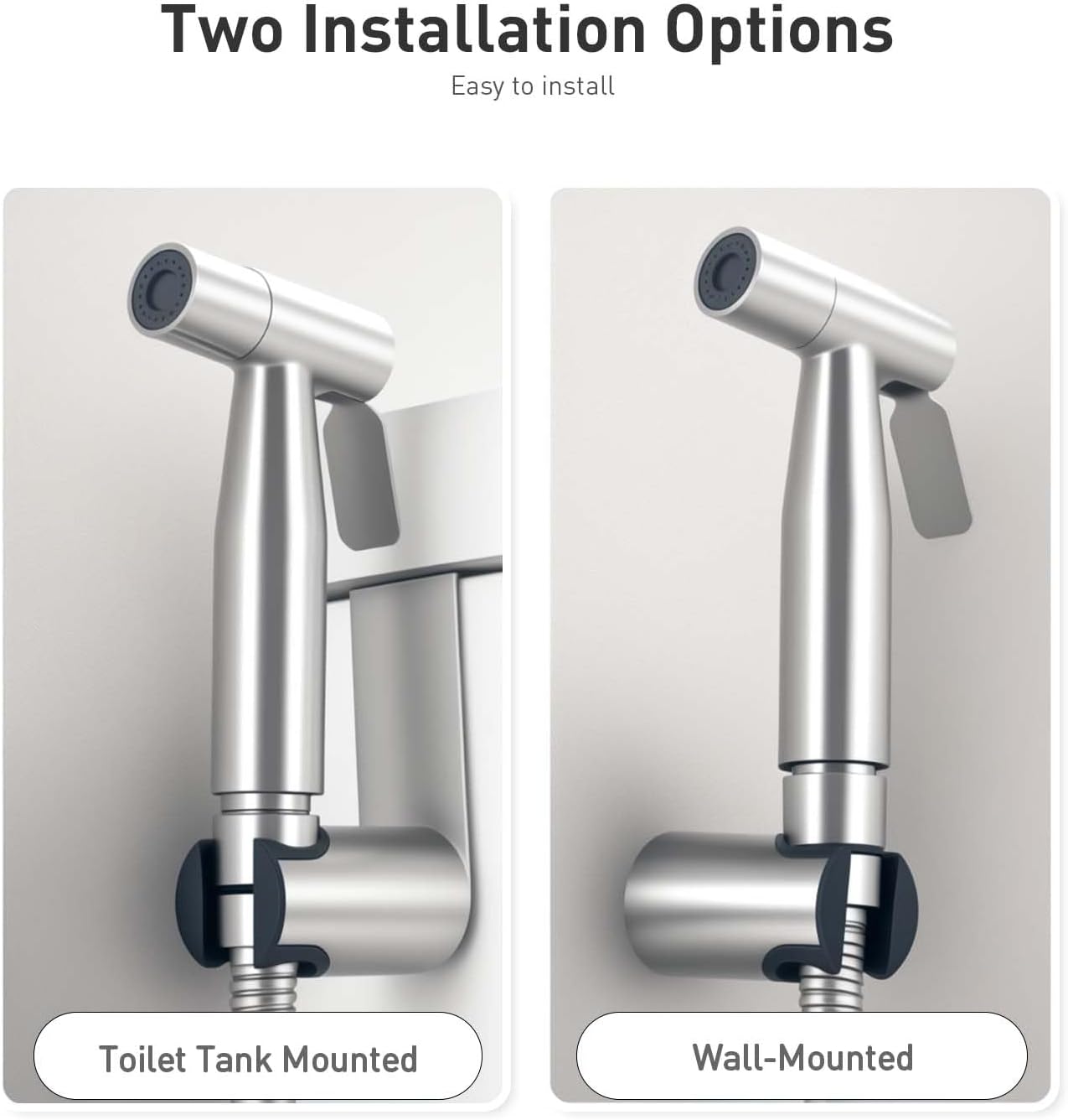 Thumbnail 4 de WEIDMAX Bidet-Handbrause aus Edelstahl mit 49-Zoll-Schlauch und Halterung inkl. T-Adapter (G1/2–3/8)