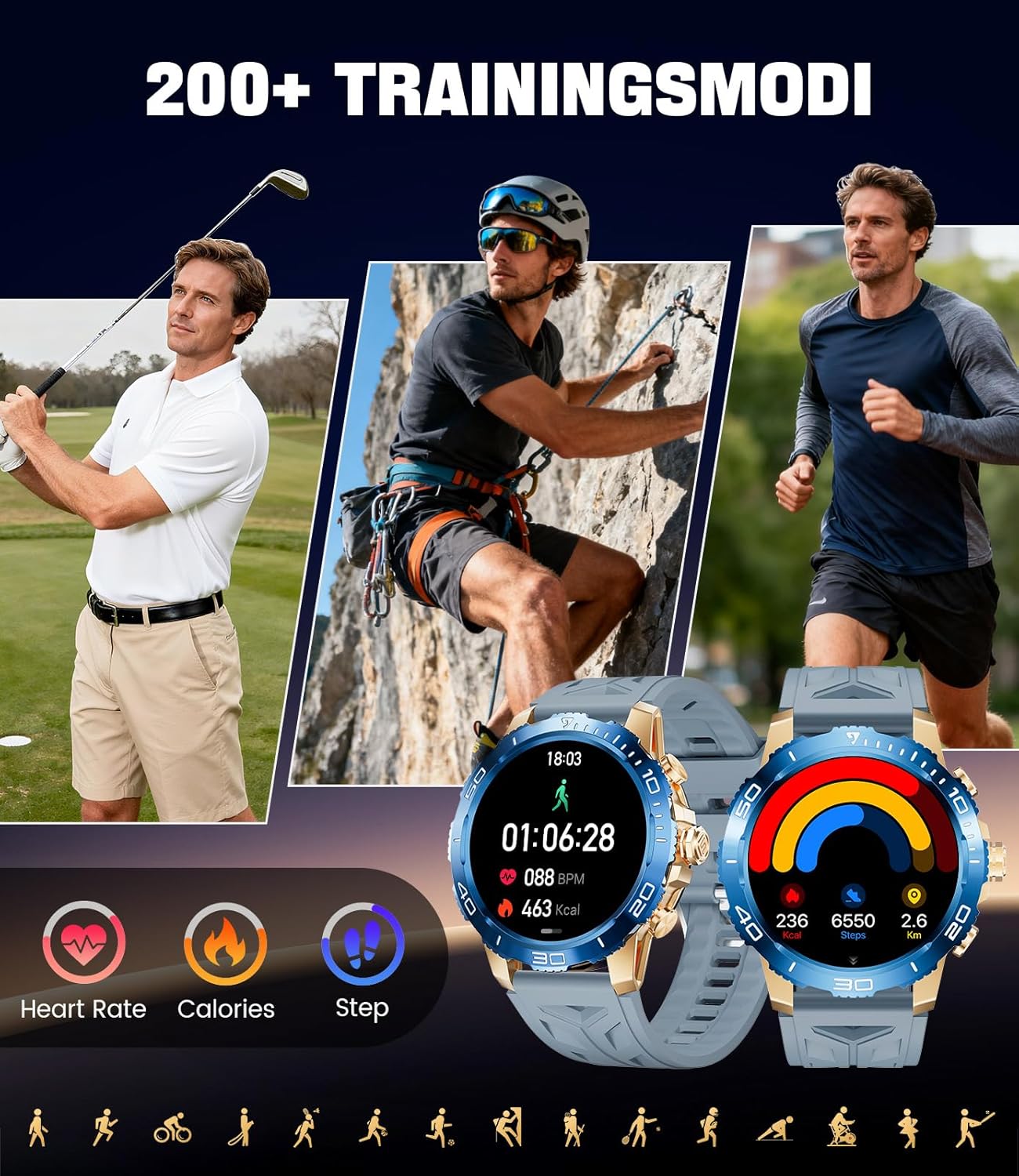 Thumbnail 5 de CHOOSETIME Montre Connectée Homme avec Écran AMOLED 1,43'' + 800 mAh — IP68, 200+ Modes Sport, Appels Bluetooth