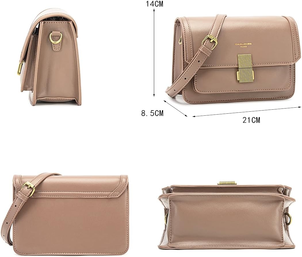 Thumbnail 3 de David Jones Petit sac bandoulière femme en simili cuir PU rigide marron taupe