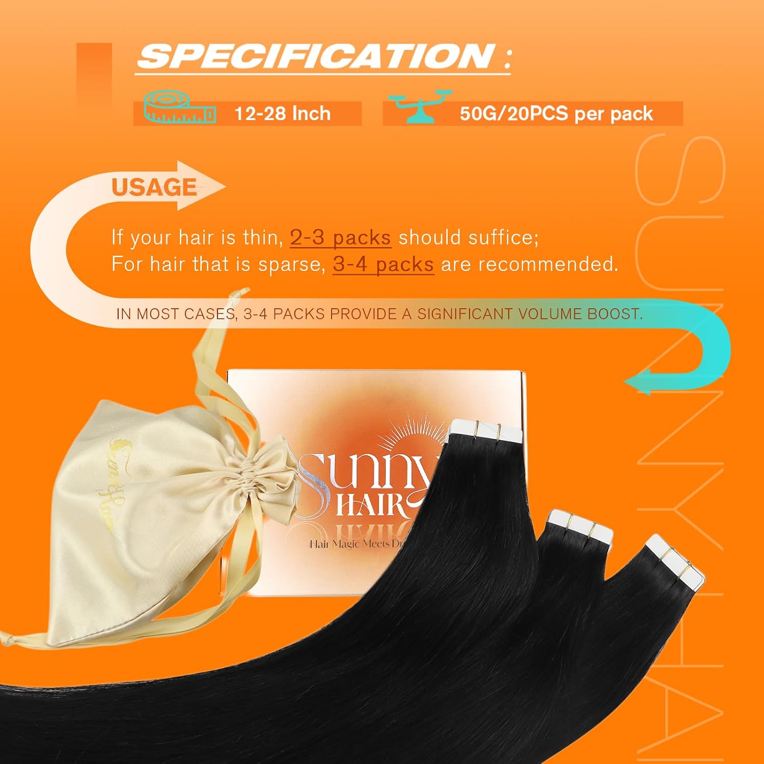 Thumbnail 4 de Sunny Hair Tape In Extensions 18 inch 50g