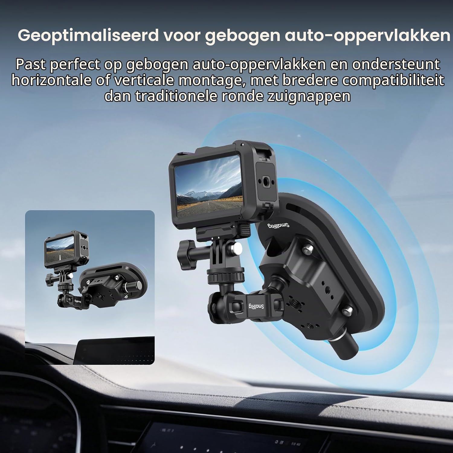 Detalle de SMALLRIG 5842 actiecamera-zuignap 3 x 6" met pompvergrendeling