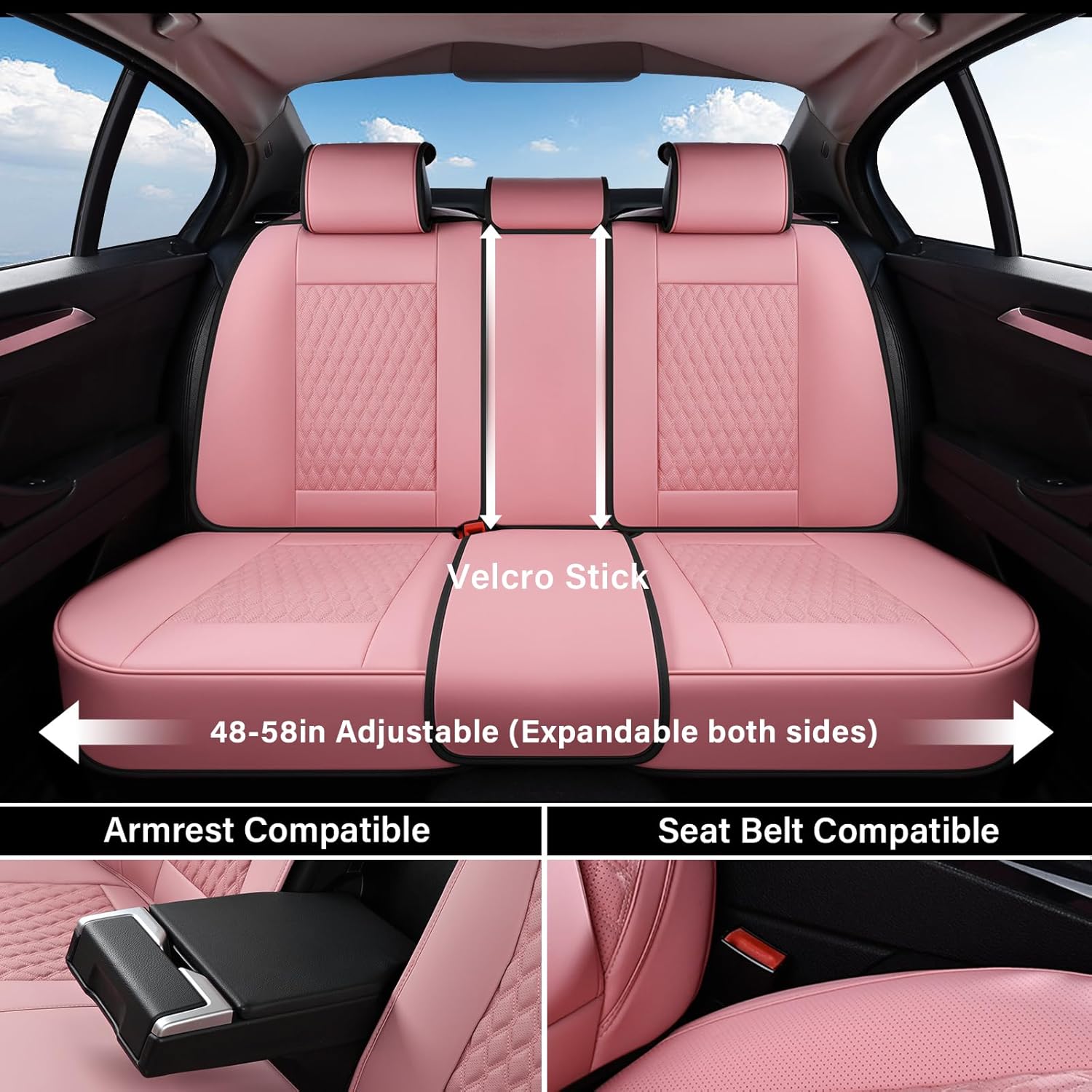 Thumbnail 3 de Coverado Coverado Seat Covers Full Set (Pink) — Waterproof Car Seat Covers with Lumbar Support