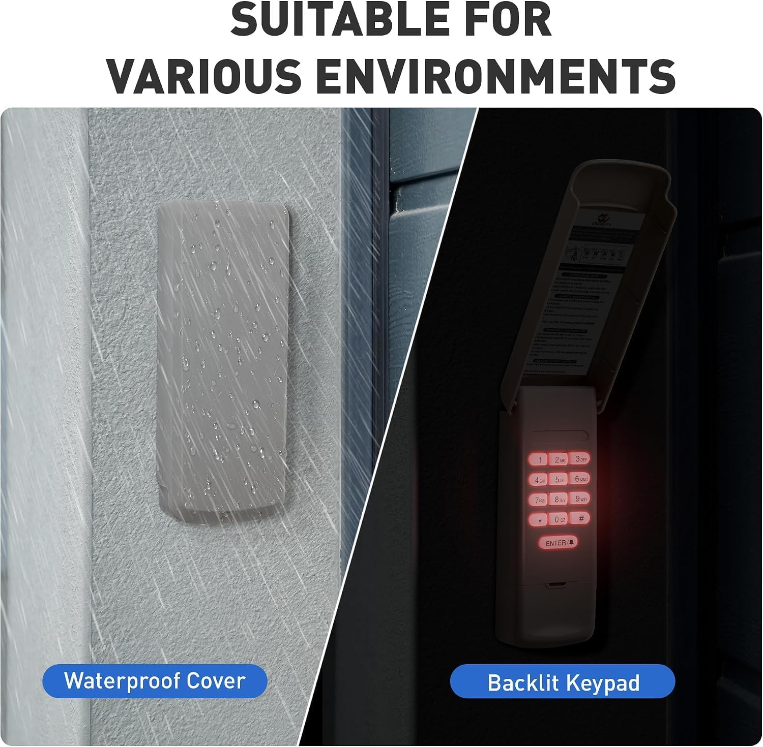 Detalle de CreaCity GR053K Garage Door Keypad with 4-Digit PIN and Temporary Access