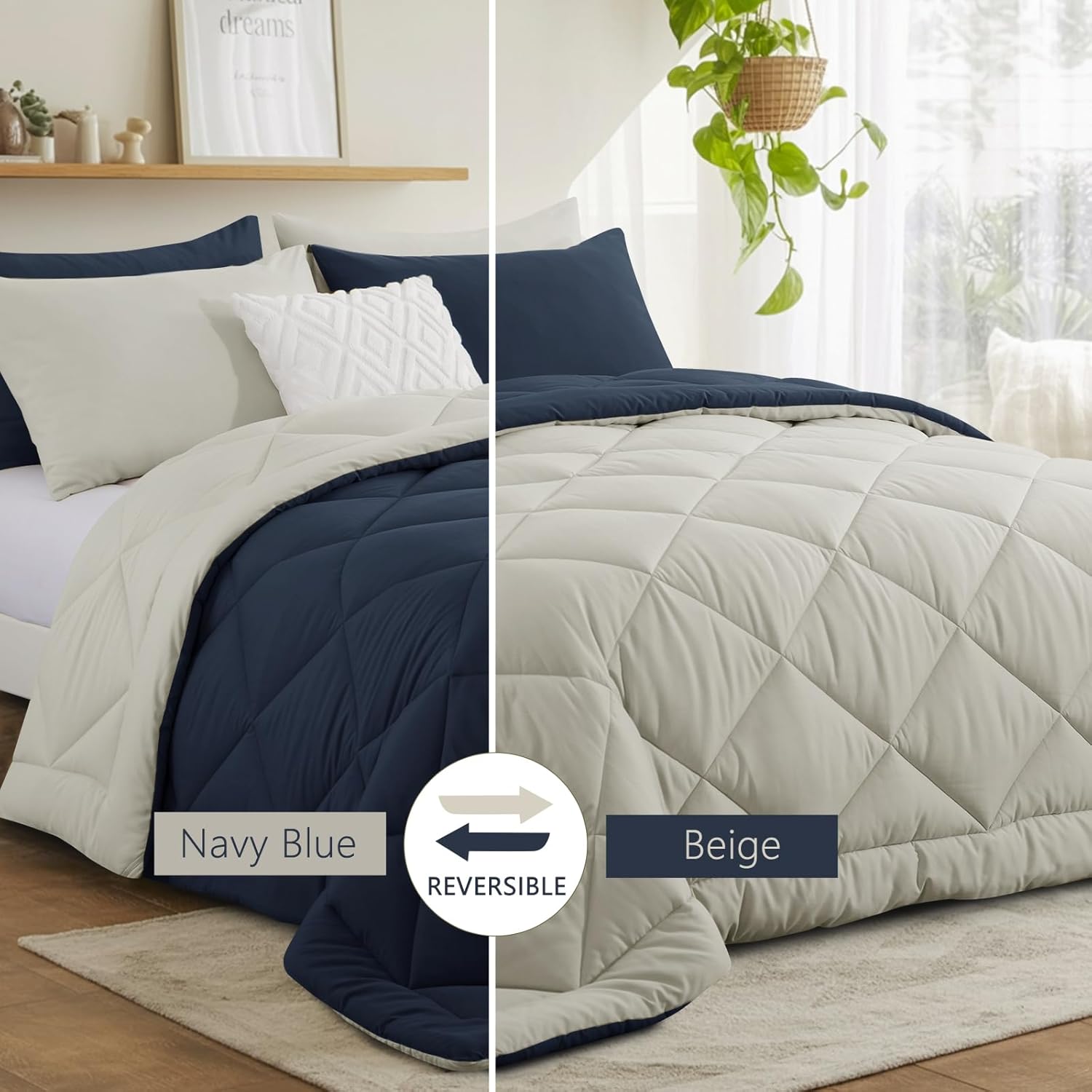 Detalle de RUIKASI Coverless Duvet Super King Size 10.5 Tog – Reversible Comforter (260x220cm) with 2 Pillowcases