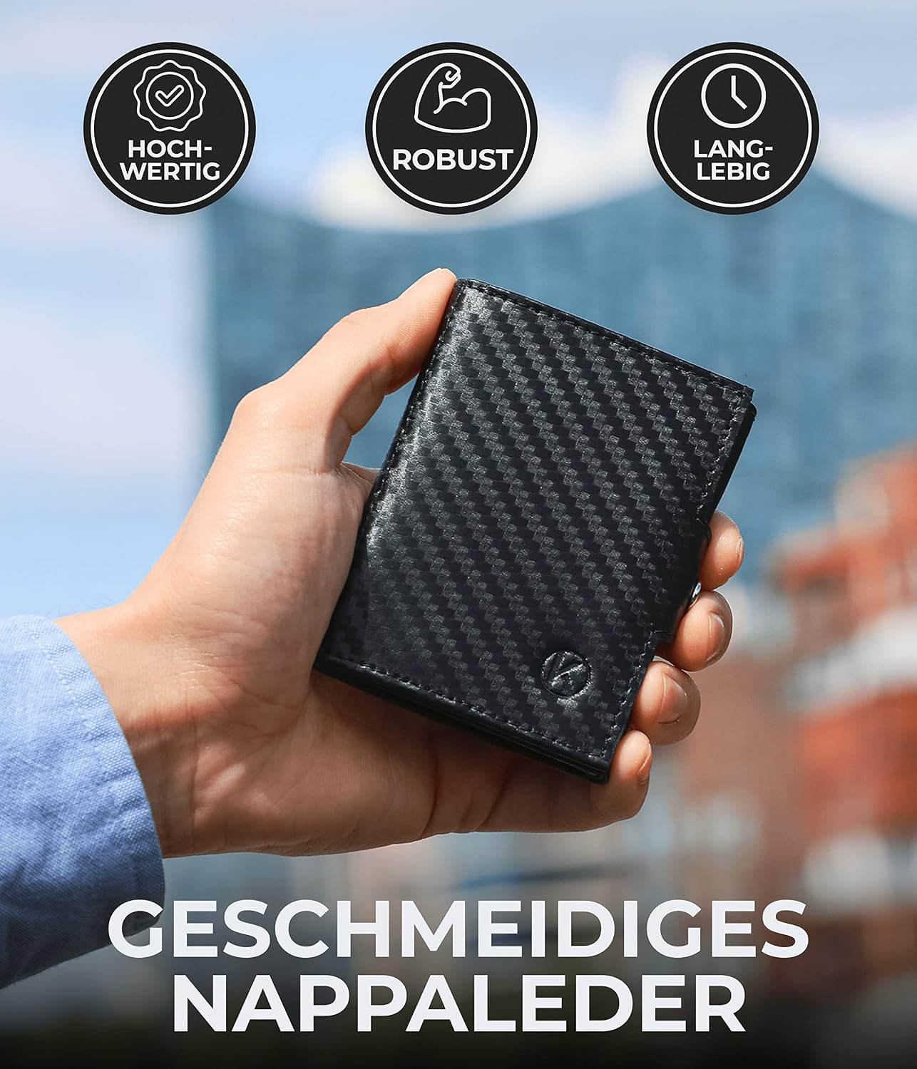 Detalle de KORUTA Slim Wallet mit RFID Schutz, 9,5 cm