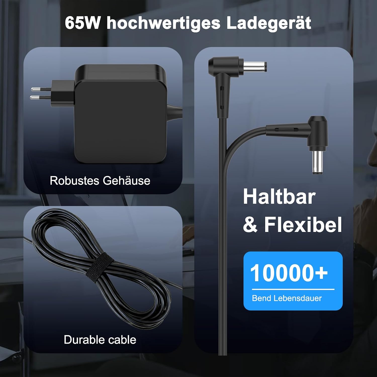 Detalle 2 de 65W ASUS Netzteil Ladegerät kompatibel mit X550 X551 X555 X751