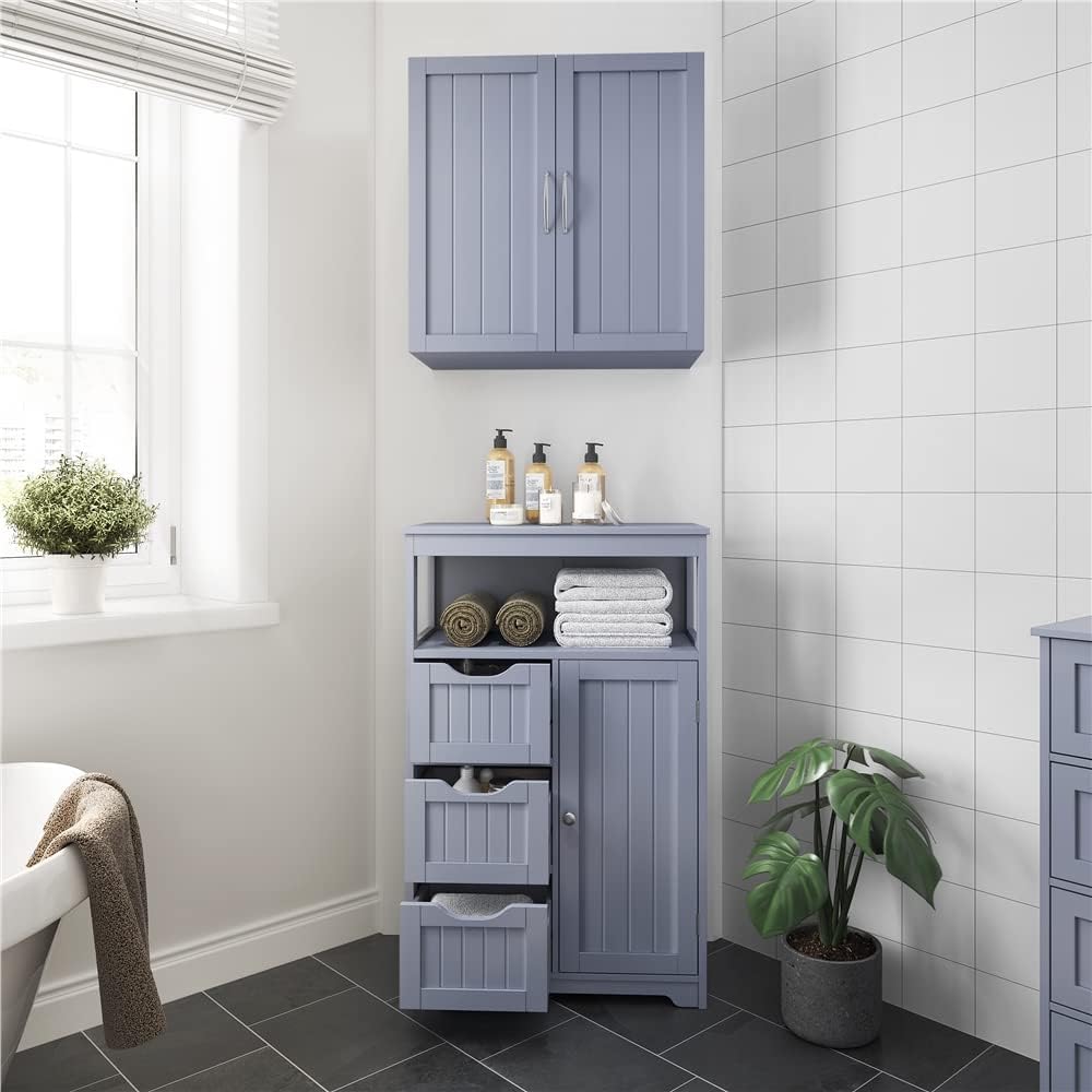 Thumbnail 1 de Yaheetech Armadietto da Bagno a Terra con Cassetti e Ripiano Regolabile – Finitura resistente all’acqua, antiribaltamento e design compatto