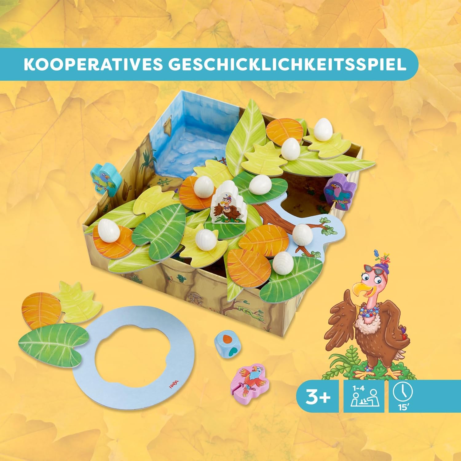 Detalle de HABA Auweia Geier – Geschicklichkeitsspiel Holz für Kinder
