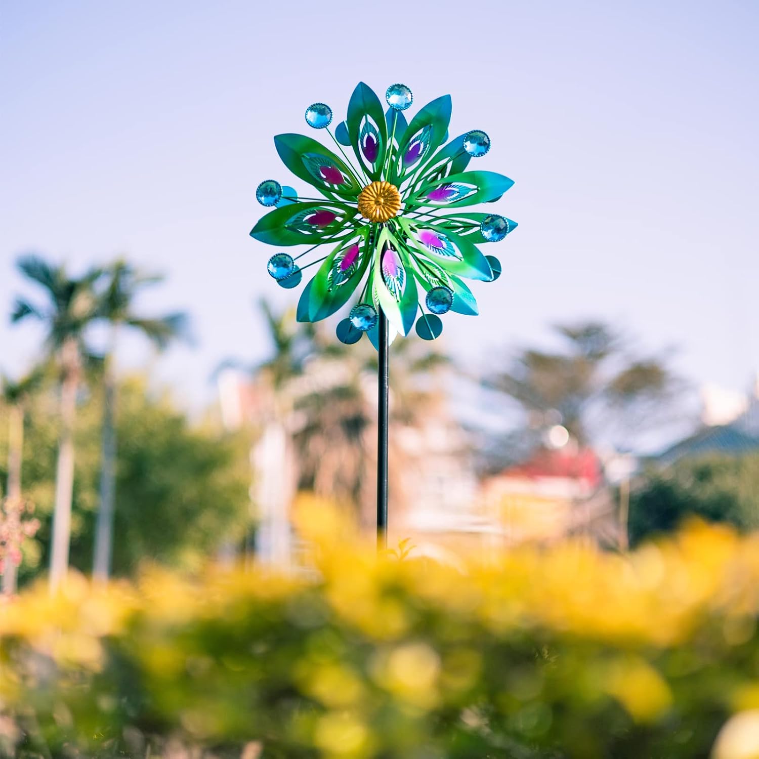 Detalle de Viveta Kinetic Wind Spinner (53 inch) Outdoor Metal Double Windmill Yard & Garden Décor