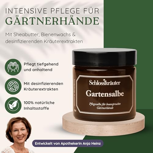 Detalle de Schlosskräuter Gartensalbe Handcreme 50ml – Natürliche Pflege für strapazierte Gartenhände