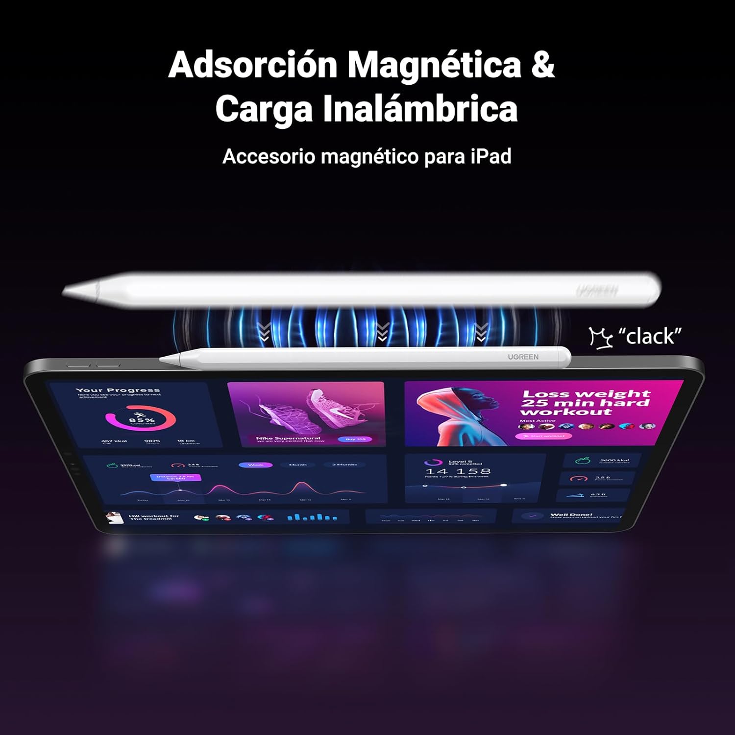Detalle de UGREEN Lápiz para iPad 2ª Gen ✏️ Carga Inalámbrica Magnética