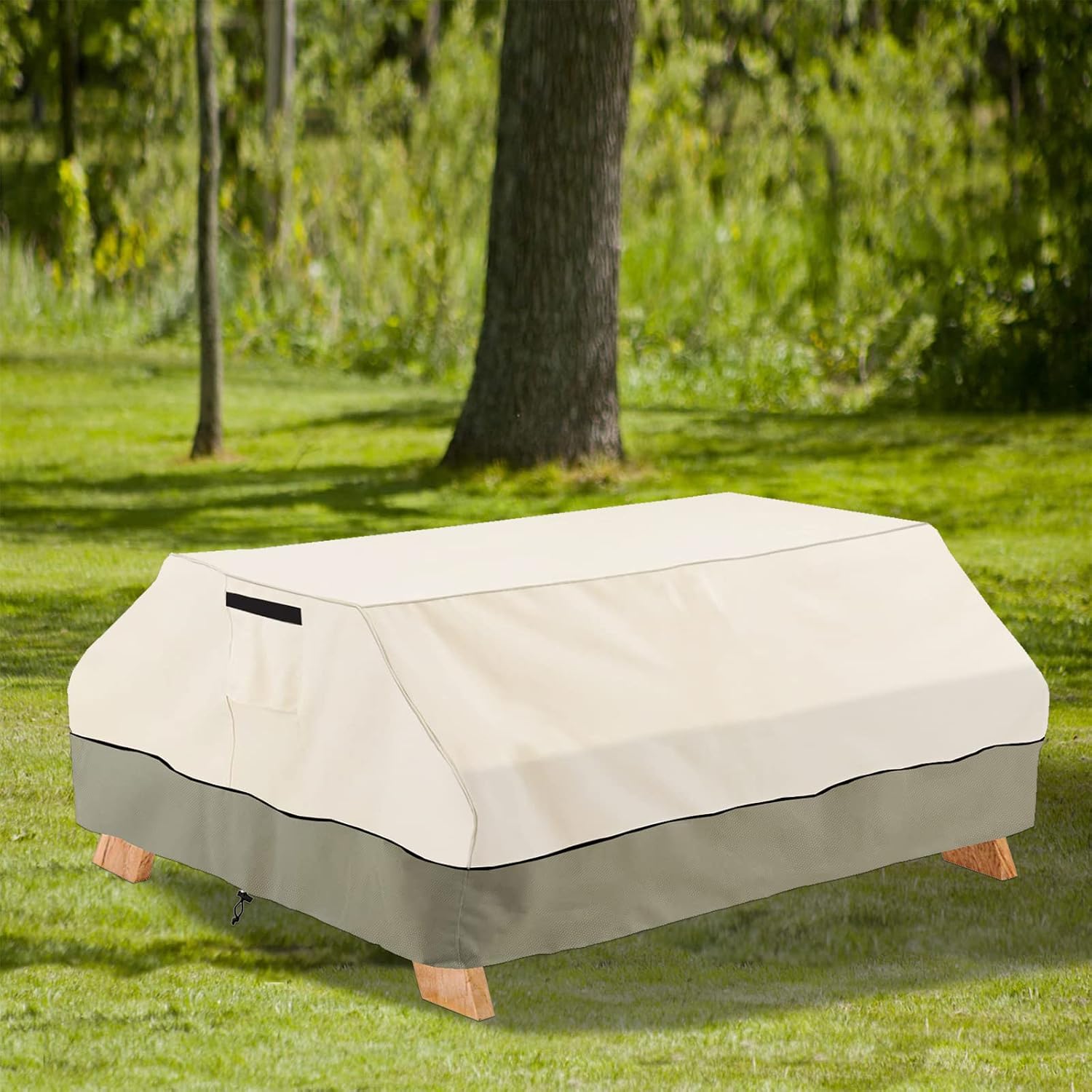 Detalle de Bitubi YCZZ-1003-MB-72 Picnic Table Cover, 600D Oxford, Beige, 70/72-Inch