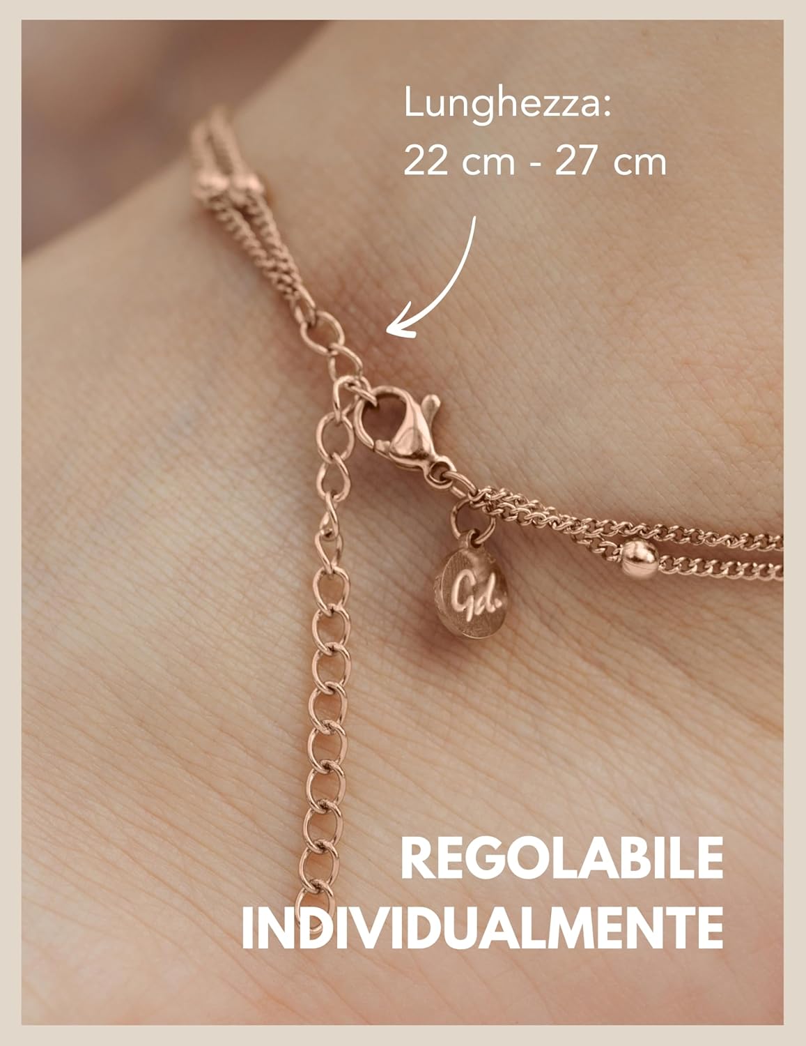 Detalle de GD GOOD.designs Cavigliera cuore da donna impermeabile e regolabile in acciaio