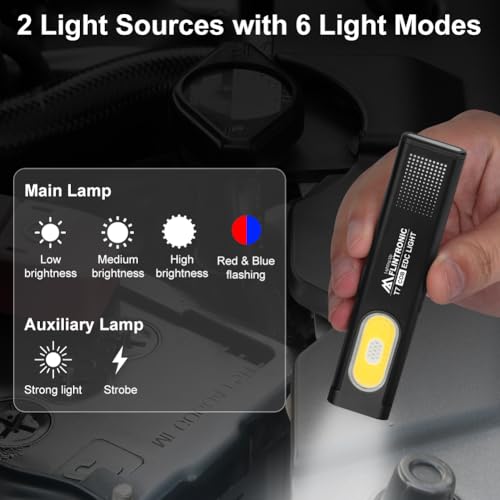 Detalle 2 de Flintronic Linterna LED Recargable con Base Magnética y Clip – 450 Lúmenes