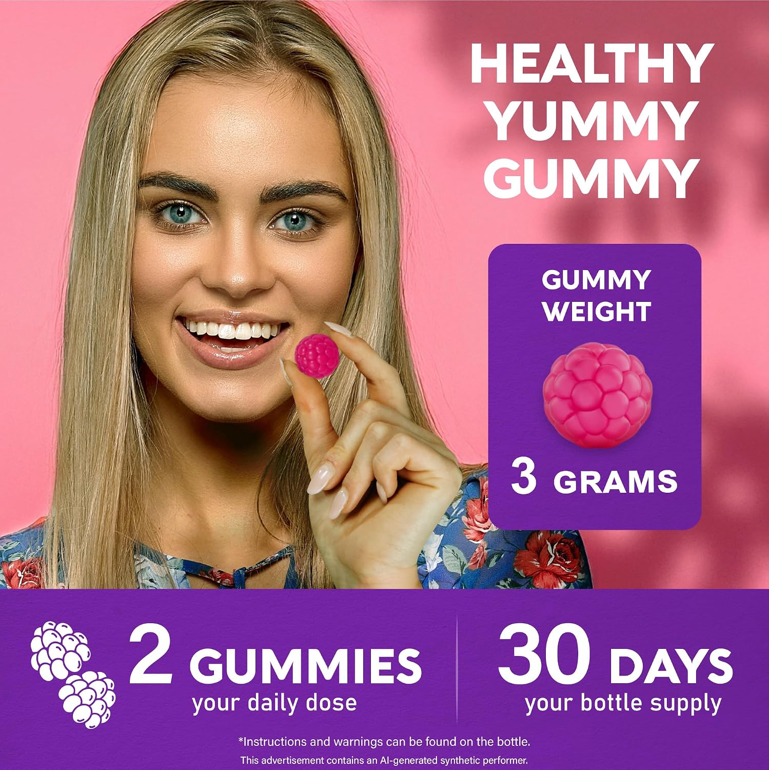 Thumbnail 6 de NUTRAHARMONY NH-BTNGMY60 Biotin Gummies, Berry, Sugar-Free, 10,000 mcg