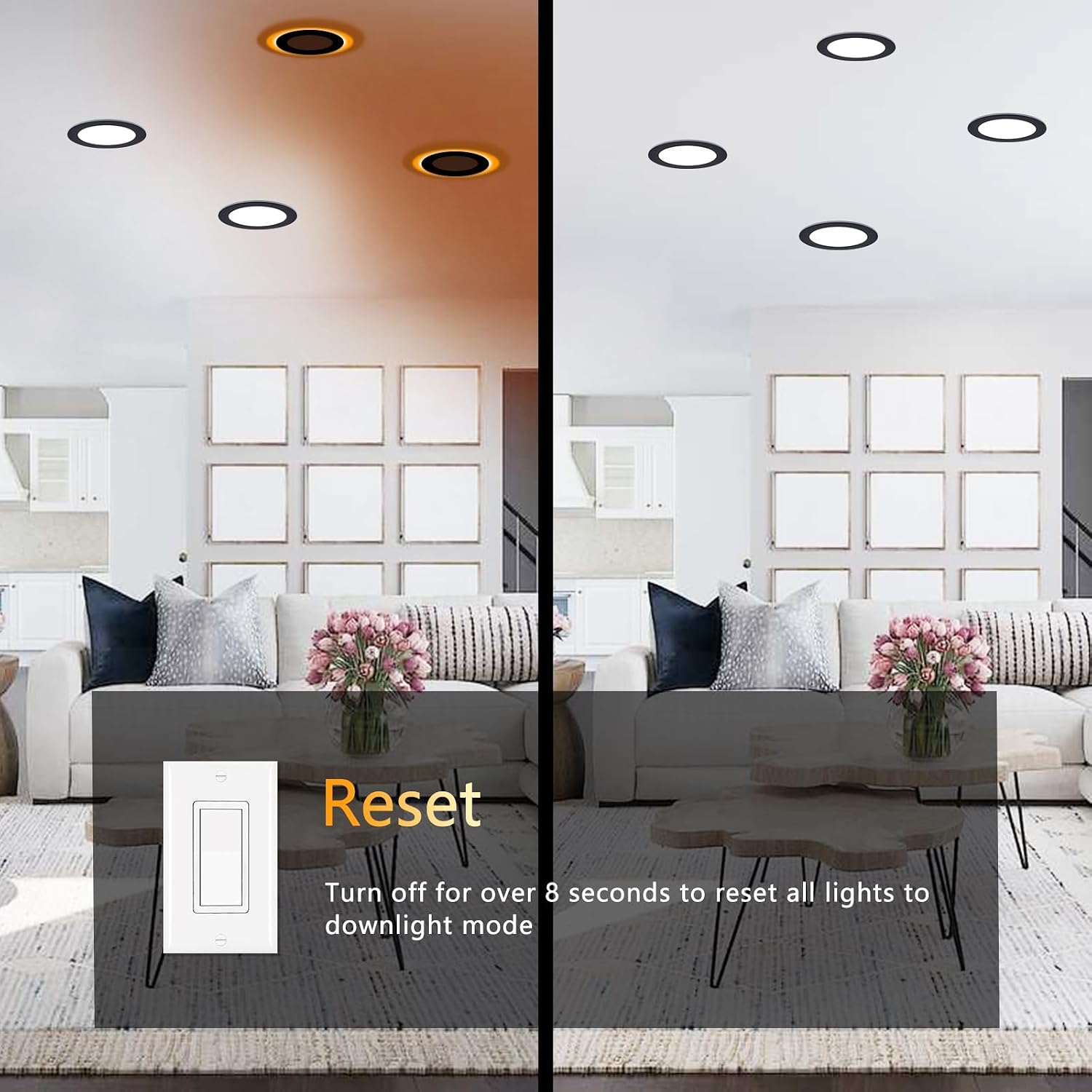 Thumbnail 3 de CycevSun MI-NRL6-BL12P 6-Inch Black Recessed Lights, Night Light, 5CCT, 12-Pack