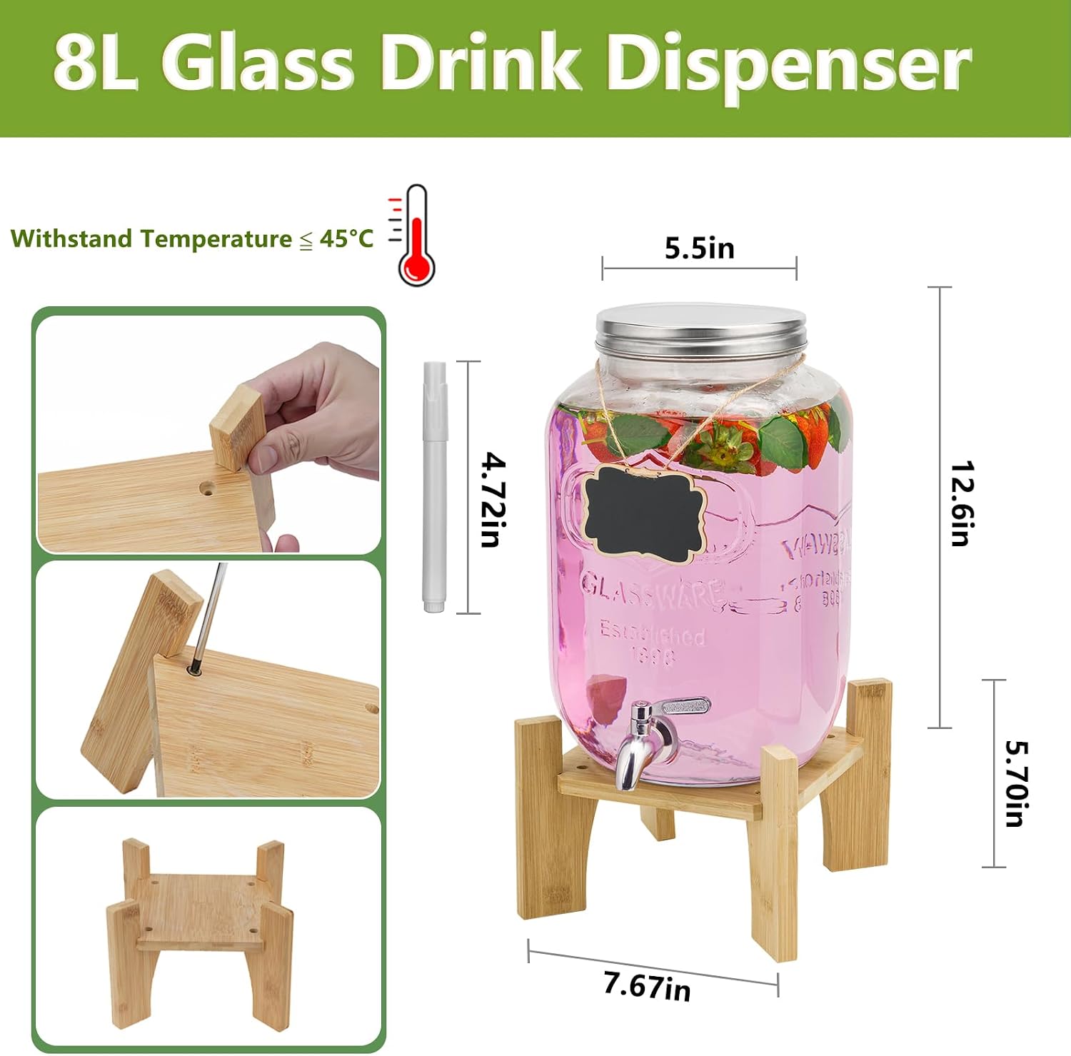 Detalle 2 de 8L Glass Drink Dispenser 2-pack