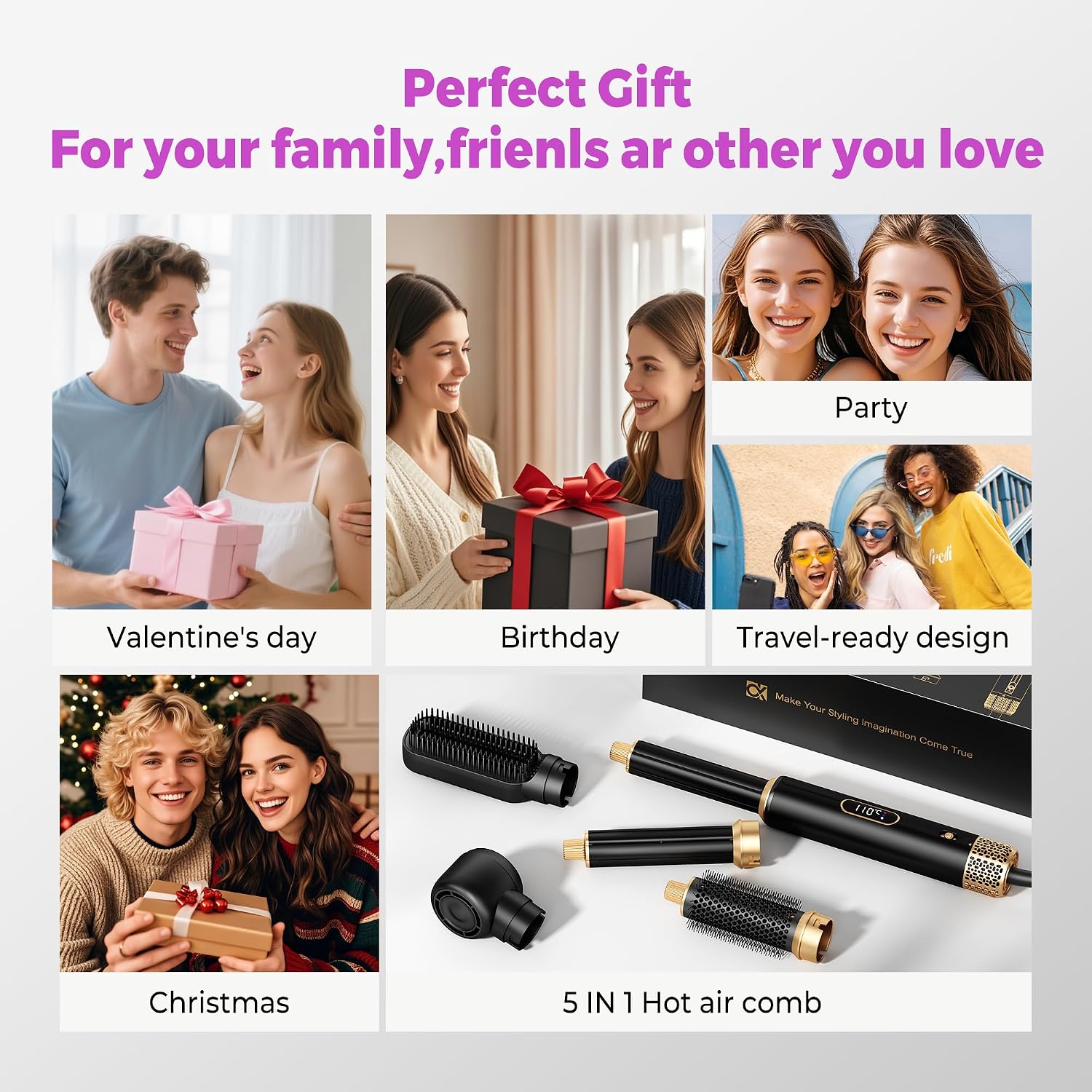 Thumbnail 6 de UMIGA 5-in-1 Hot Air Styler Brush Set: Ionic Dryer, Curlers, Straightener and More