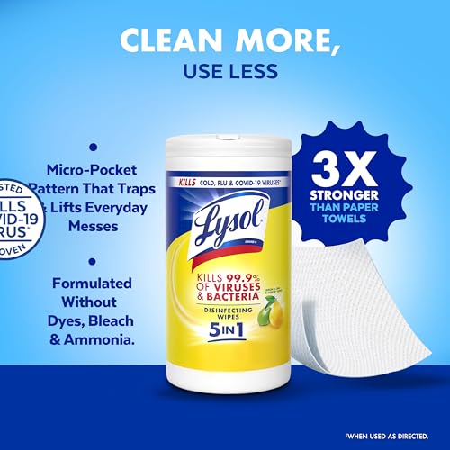 Detalle 2 de Lysol Disinfecting Wipes, Multi-Surface Cleaner, Lemon, 80 ct (4 Pack)