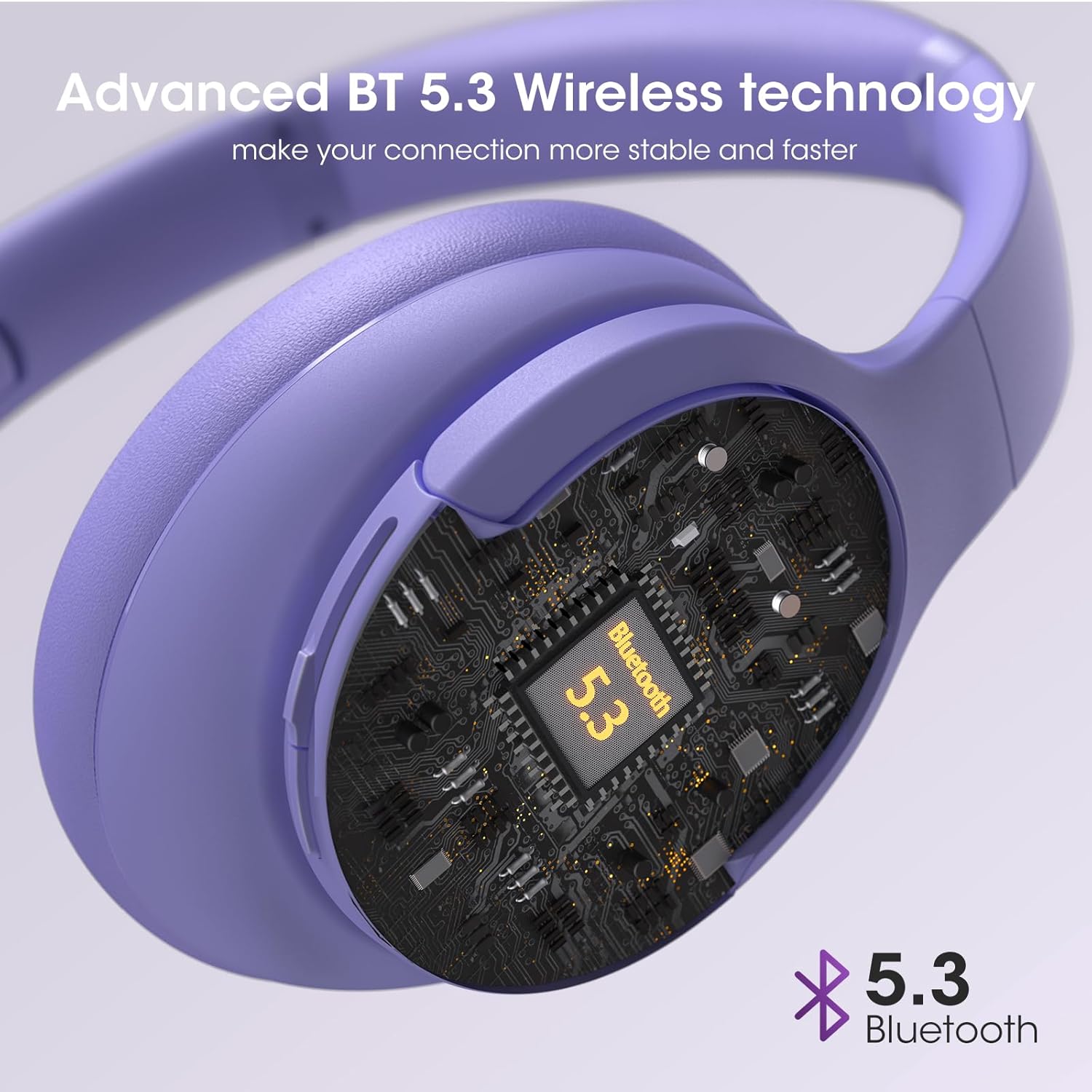 Thumbnail 4 de DOQAUS kabellose Bluetooth Over-Ear-Kopfhörer mit bis zu 90 Stunden Laufzeit, 3 EQ-Modi und Mikrofon (violett)