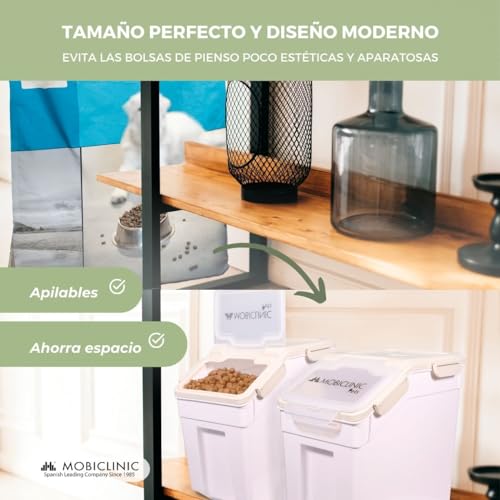 Detalle de Mobiclinic FeedPet: Contenedor de Pienso 20 L con Ruedas, Ventana y Cierre Hermético