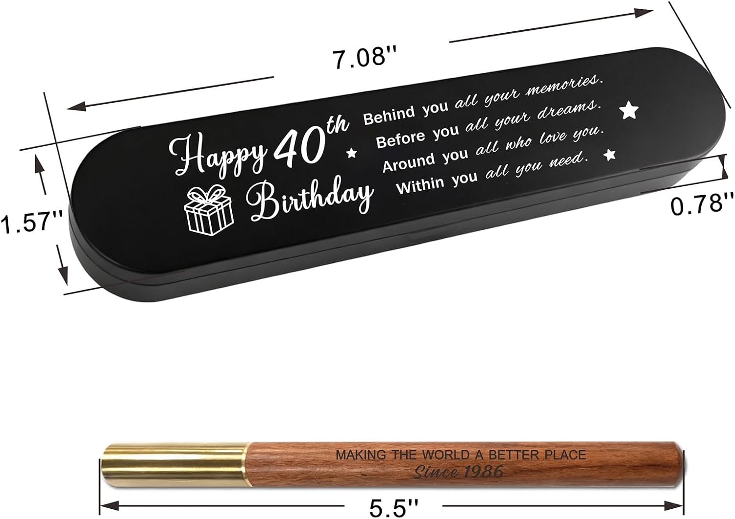 Thumbnail 6 de iyaone Meaningful 40th Birthday Gift for 1986 – Engraved Wooden Gel Pen Keepsake Set