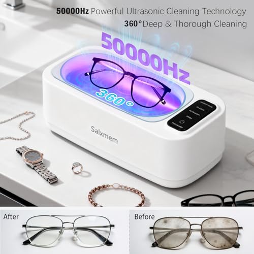 Thumbnail 1 de Salxmem Ultrasonic Jewellery Cleaner 50KHz, 350ml: Quiet Deep Cleaning for Jewellery, Dentures and More
