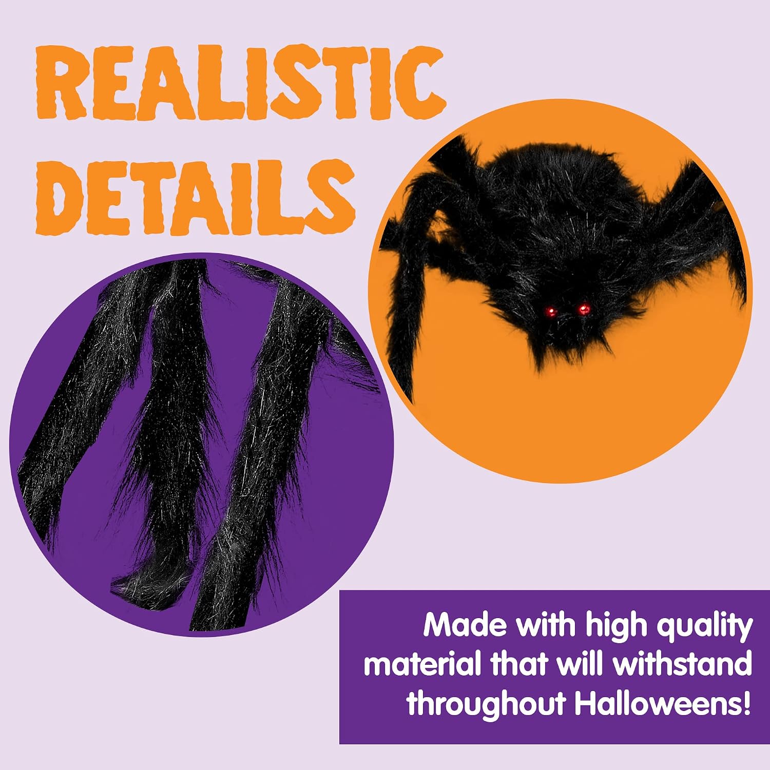 Detalle 2 de JOYIN 13623 Halloween Spider Decorations, 2-Pack, 47-Inch with Adjustable Legs