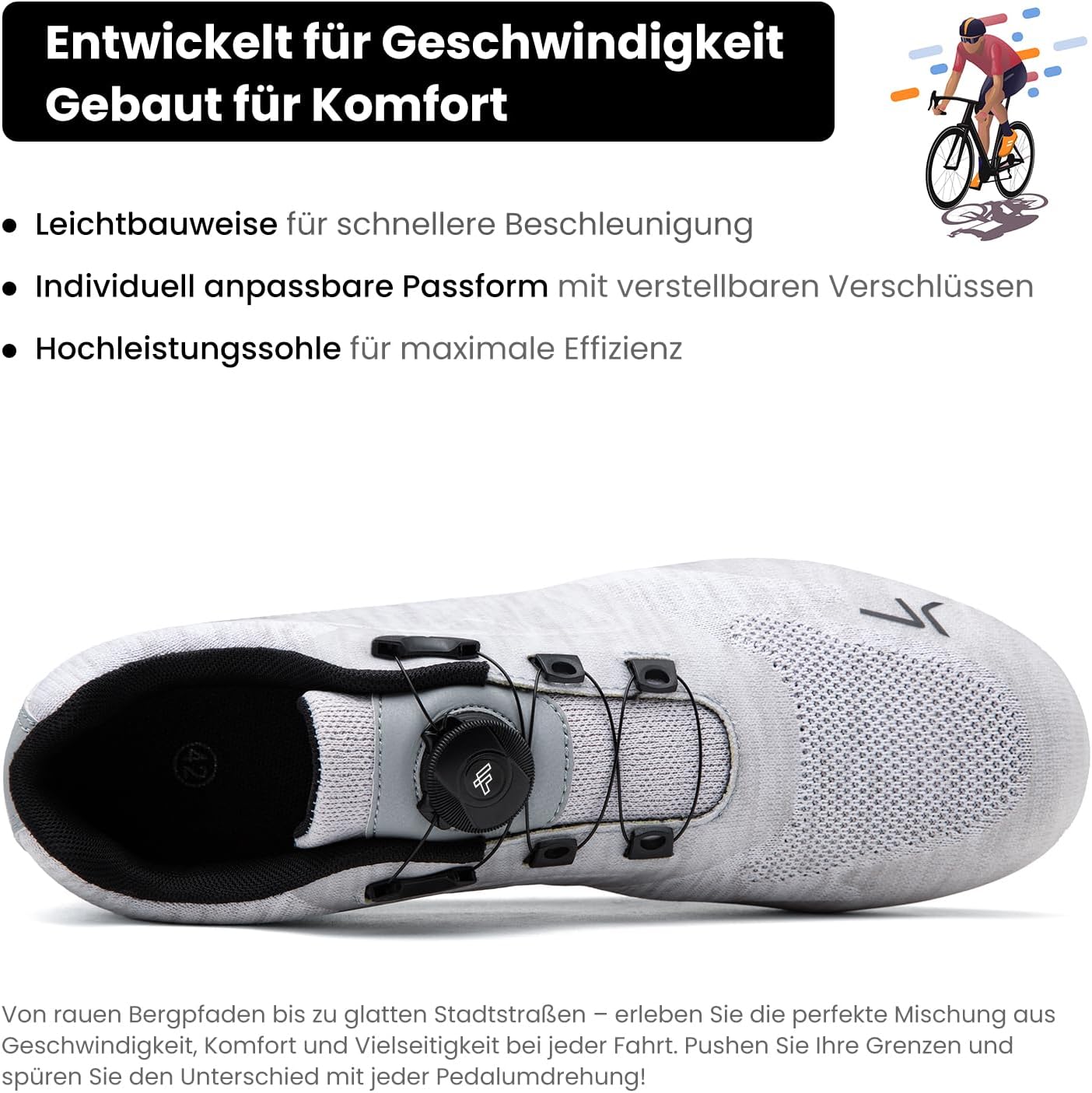 Detalle de Feyenold Fahrradschuhe für Herren & Damen – Kompatibel mit Peloton, SPD & Look Delta, mit Carbonsohle