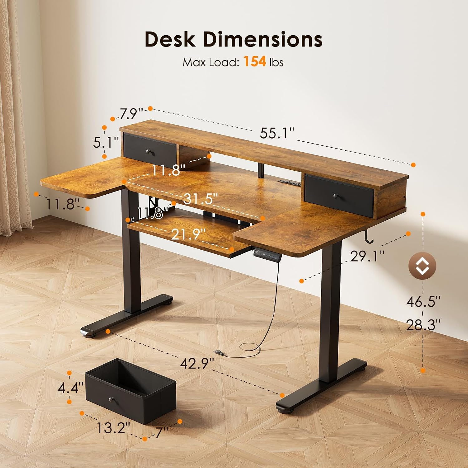 Detalle de OffiGo U-Shaped Standing Desk, 55-Inch