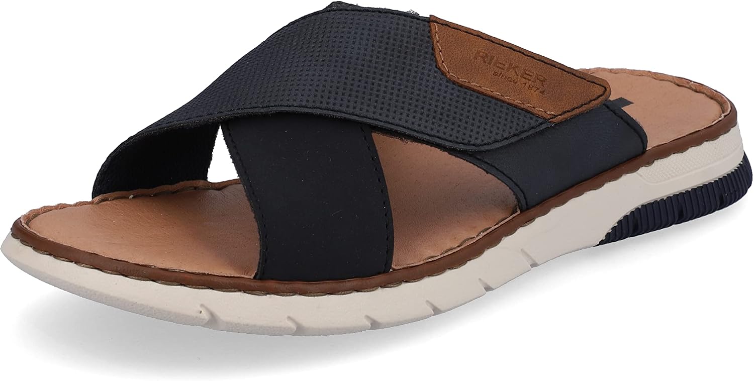 Detalle de Rieker Herren Pantoletten 25283 – bequeme Slipper mit robuster Passform