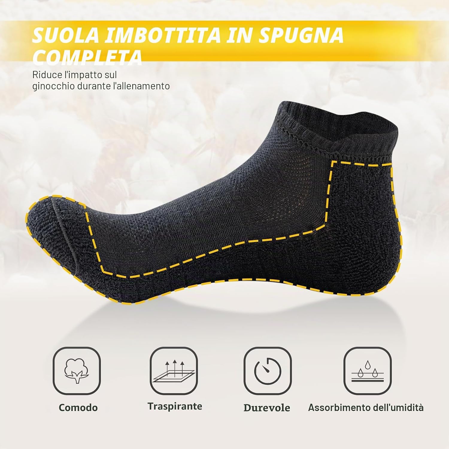 Detalle de SockWaddles Calze Sportive Unisex – 6 Paia, Cotone Traspiranti e Cushione Morbido