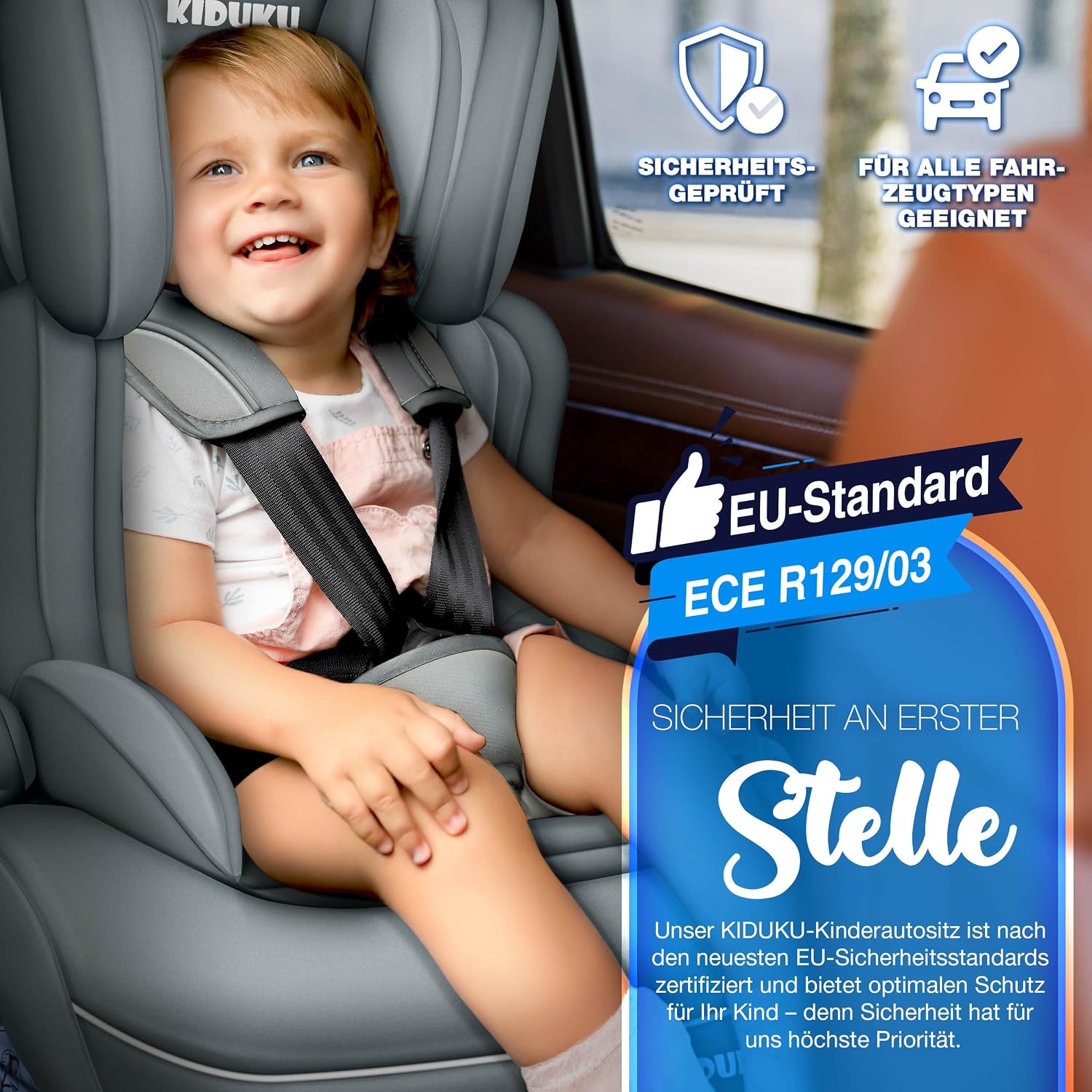 Thumbnail 1 de KIDUKU Kindersitz 9–36 kg (1–12 Jahre) mit Kindersitzunterlage – ECE R129/03