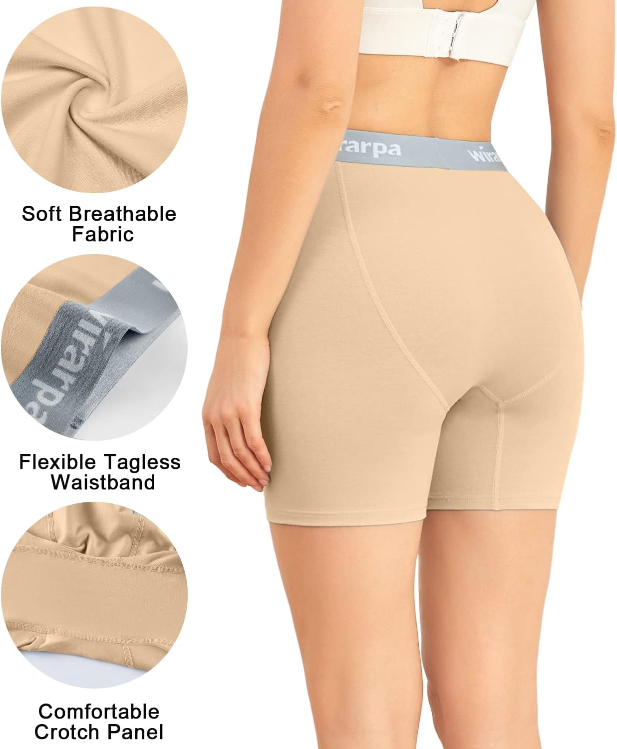 Detalle de wirarpa Pantaloncini sottogonna da donna in cotone elasticizzato, boxer antisfregamento (confezione da 4)